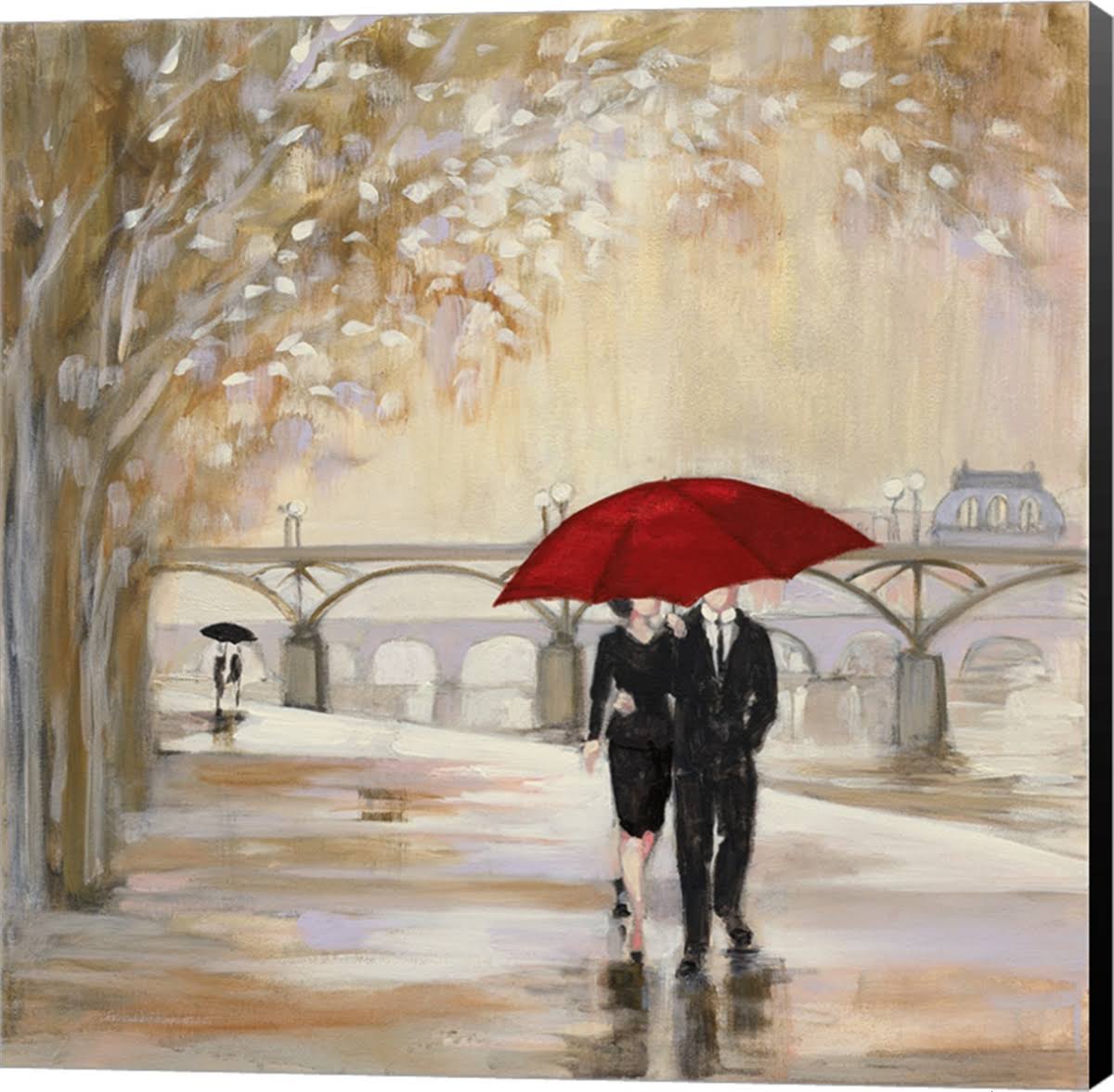 Metaverse C958378-0120000-8caaama Romantic Paris III Red Umbrella by Julia Purinton Canvas Wall Art - 12 x 12 in. BXNS5Y_H5MV