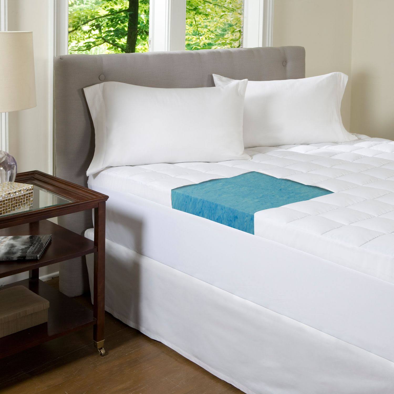 ComforPedic Beautyrest 4 1/2-Inch Gel Memory Foam Mattress Topper, Blue, MXNNON_MINZ