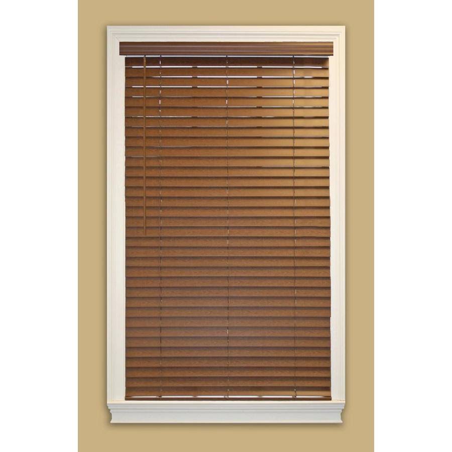 Allen + Roth 2-in Cordless Bark Faux Wood Room Darkening Horizontal Blinds (Common 64.5-in x 64-in; Actual 64-in x 64-in) in FUISJD_YI9E