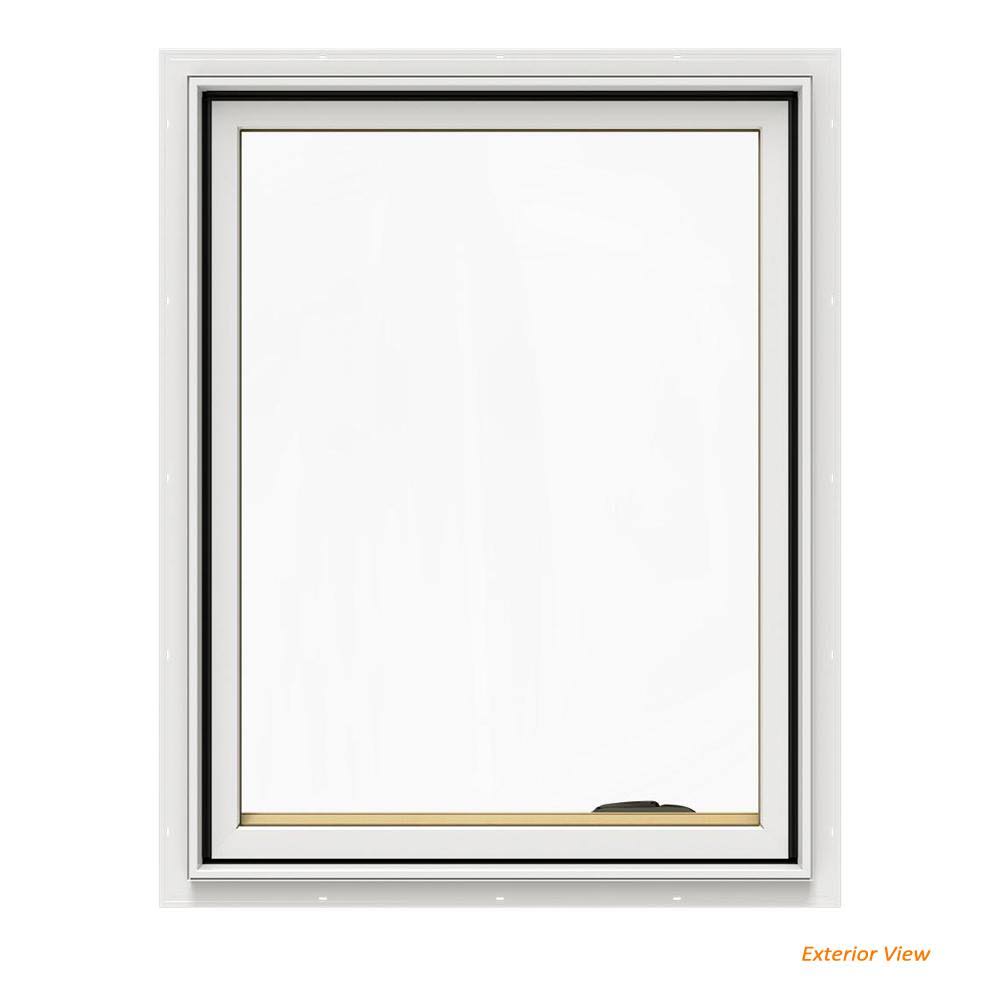 JELD-WEN 24.75 in. x 36.75 in. W-2500 Series White Painted Clad Wood Right-Handed Casement Window with BetterVue Mesh DWE0X1_FHQQ