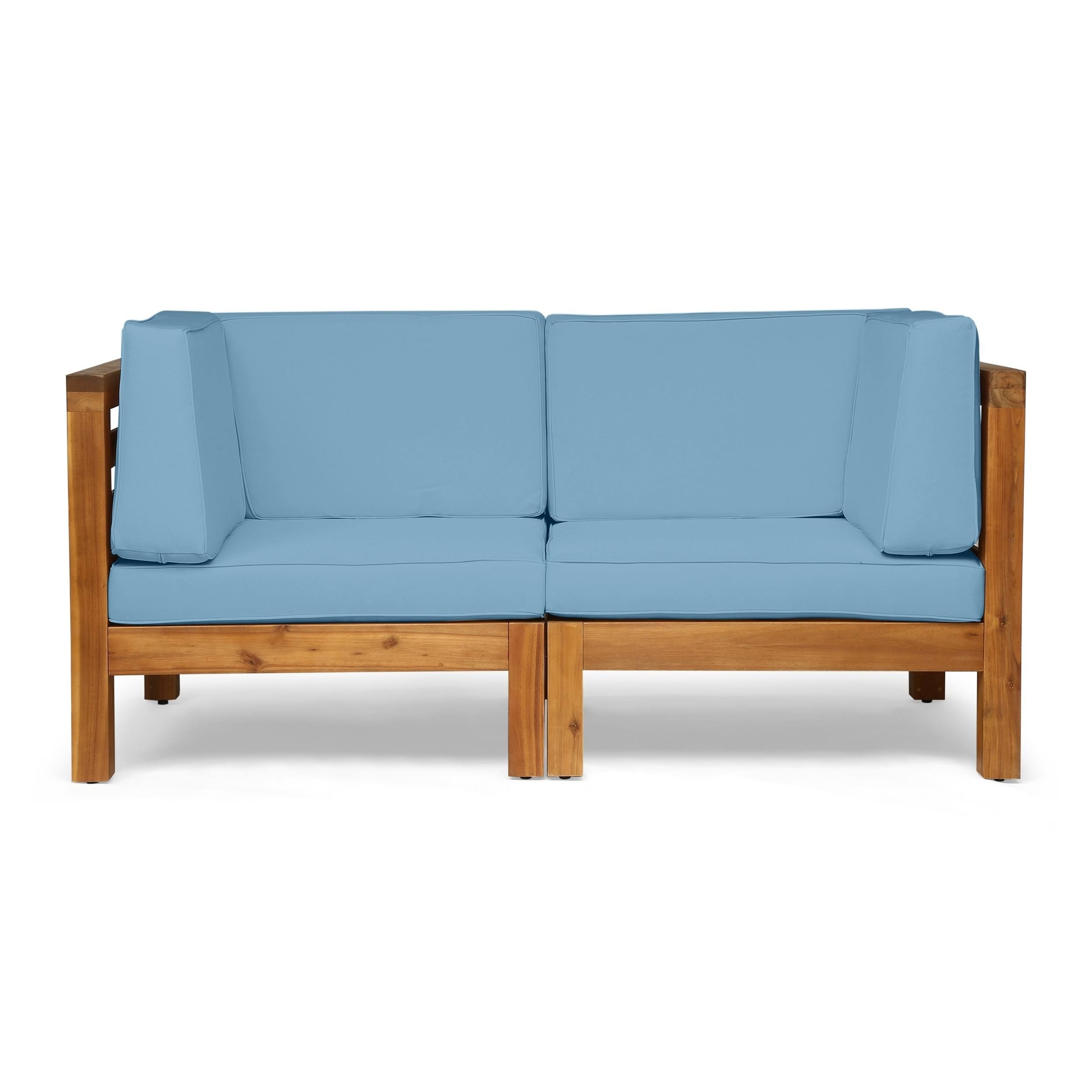 Christopher Knight Home Oana Outdoor 2-Seater Sectional Acacia Wood Loveseat Set by, EWEPL3_PEVW