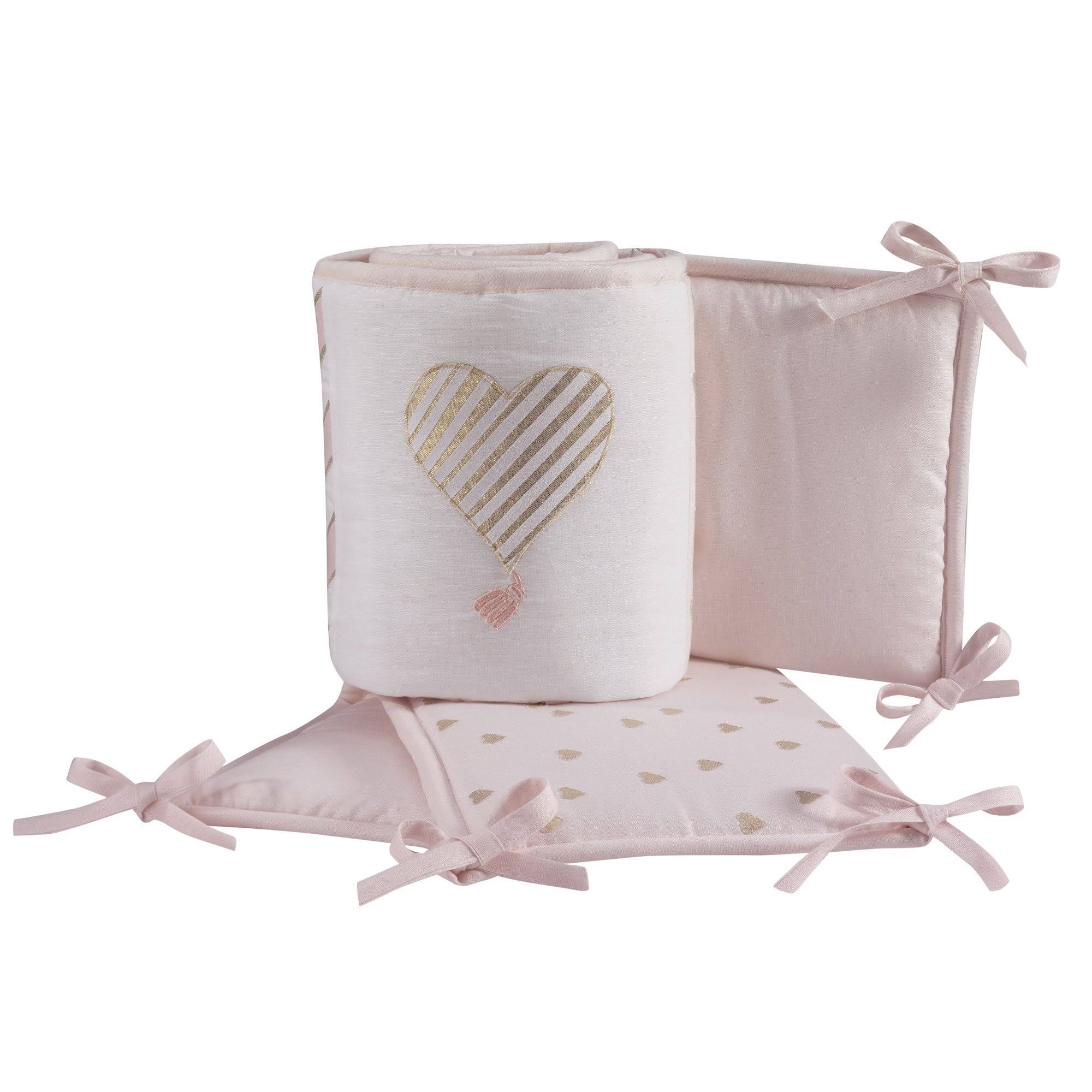 Lambs Ivy Baby Love 4-Piece Crib Bumper Pink Gold White with JZBX9Y_WKUF
