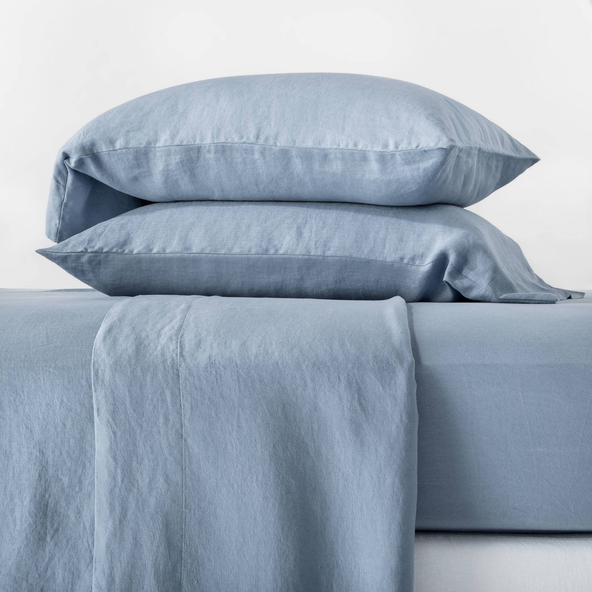 Queen 100% Washed Hemp Solid Sheet Set Deep Sky Blue - MNAS08_P4T9