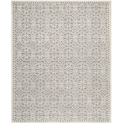 Landen Hand-Tufted Silver/Ivory Area Rug Rug Size Rectangle 8' x 10' OUKZLM_3N3Q