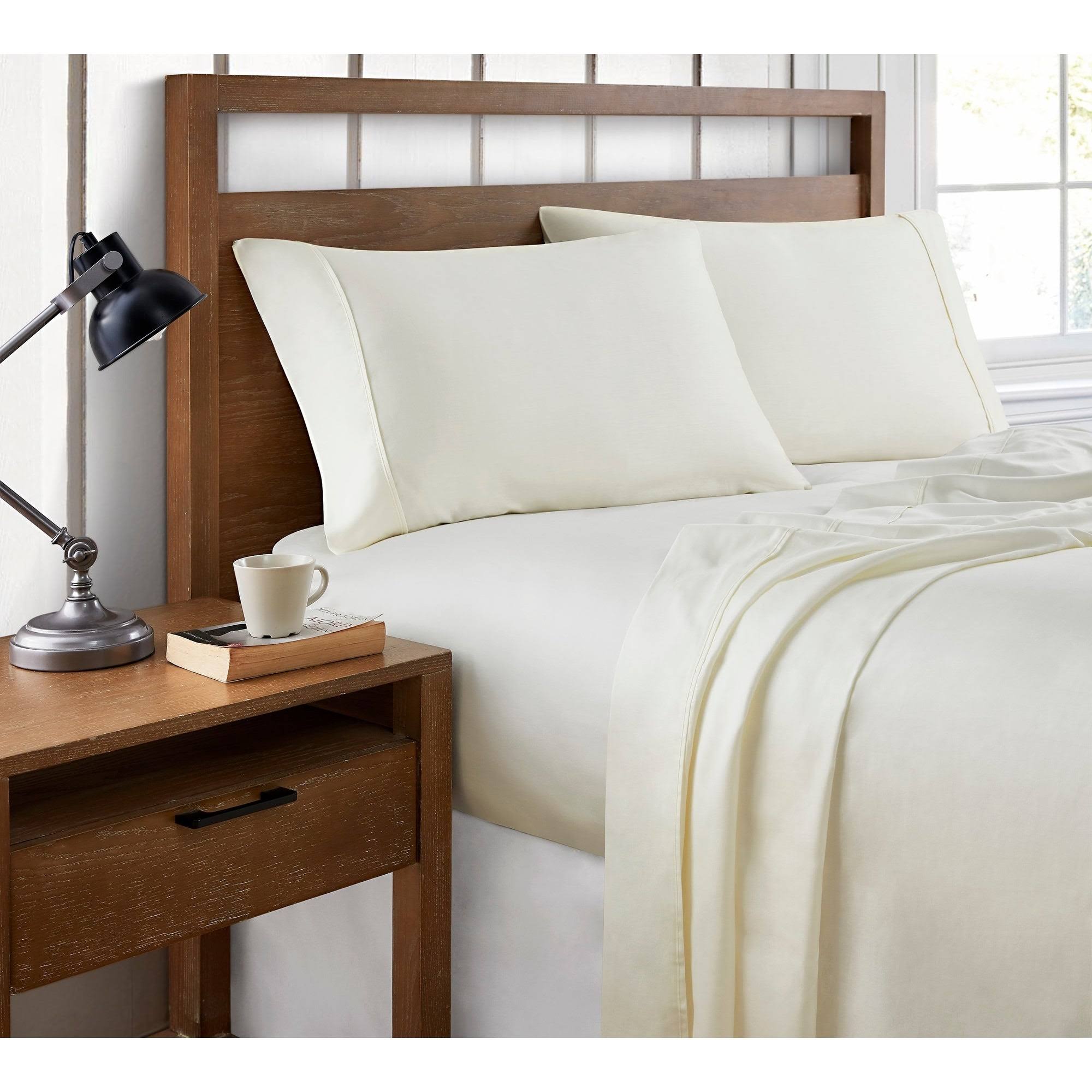 Porch den Monte Vista 400 TC Ultra Fine Cotton Sateen Bed Sheet Set - Ecru - IEU2GF_YDYD