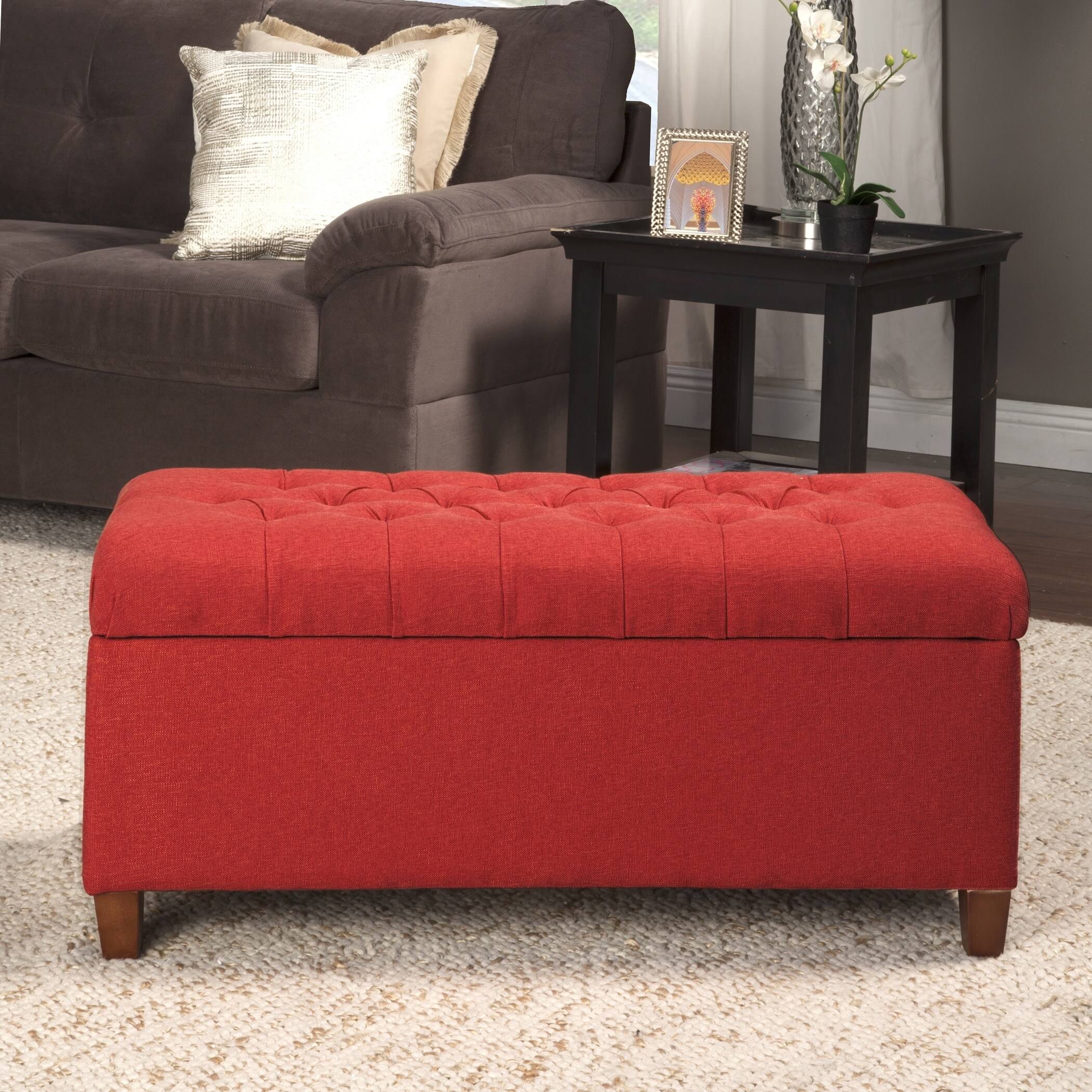 Copper Grove Bresse Button-Tufted Cranberry Storage Bench - QMBKZT_8R50