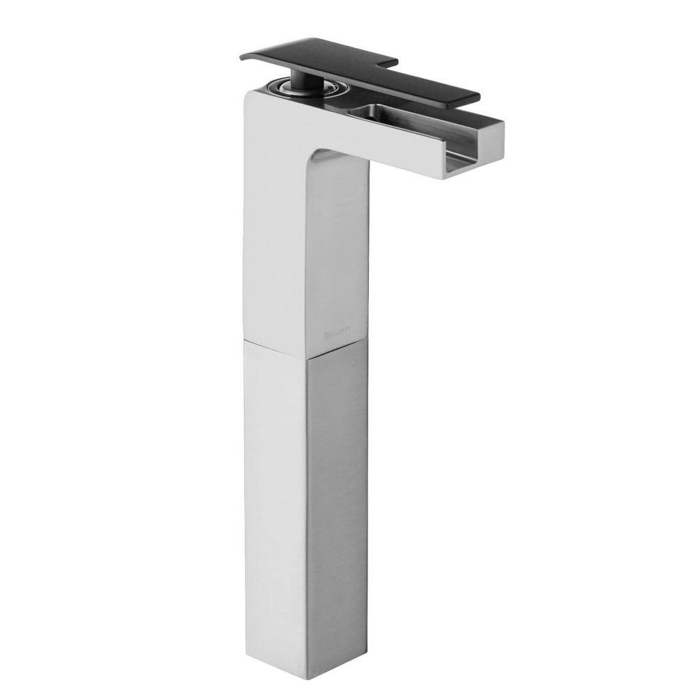 Glacier Bay Femke Single-Handle Vessel Bathroom Faucet in Brushed Nickel and Matte GPXI0N_W7AY