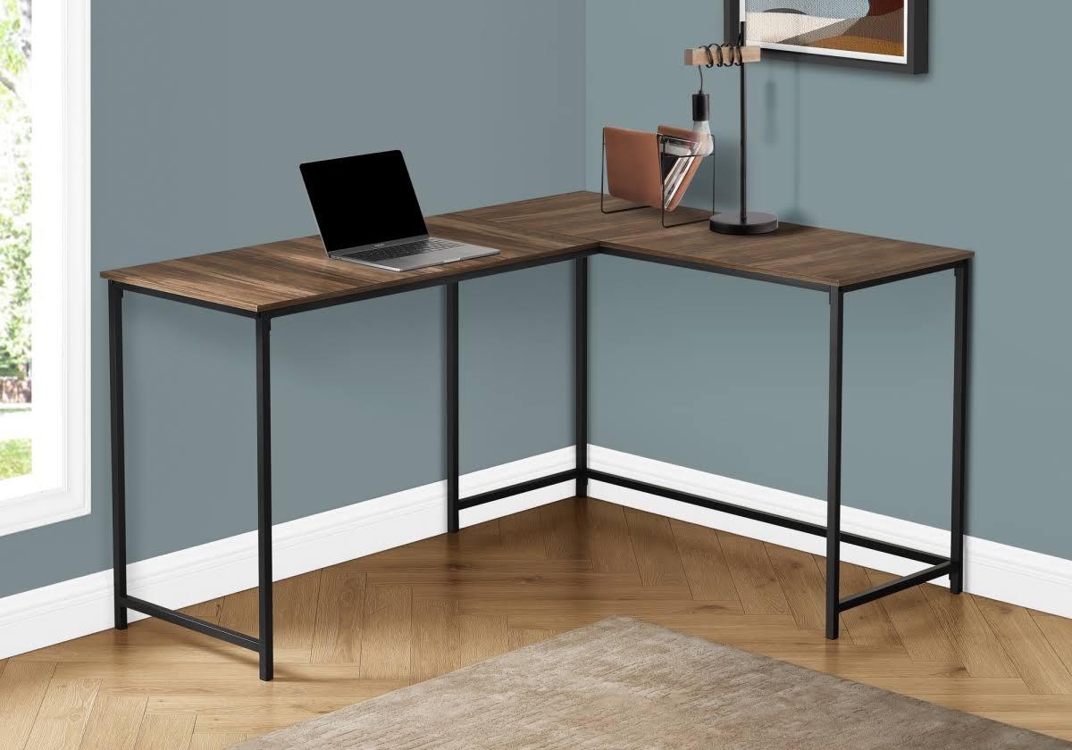 Monarch Specialties I 7391 58 in. Metal Corner Computer Desk Brown Reclaimed - GTDI9U_YJLI