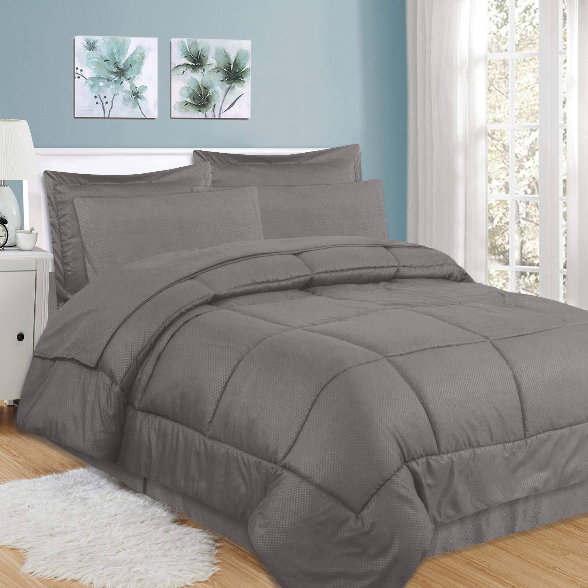 Sweet Home Collection 8 Piece Bed in A Bag Checkered Comforter Set - King, QUOLBK_RJDY Sweet Home Collection 8 Piece Bed in A Bag Checkered Comforter Set - King, QUOLBK_RJDY