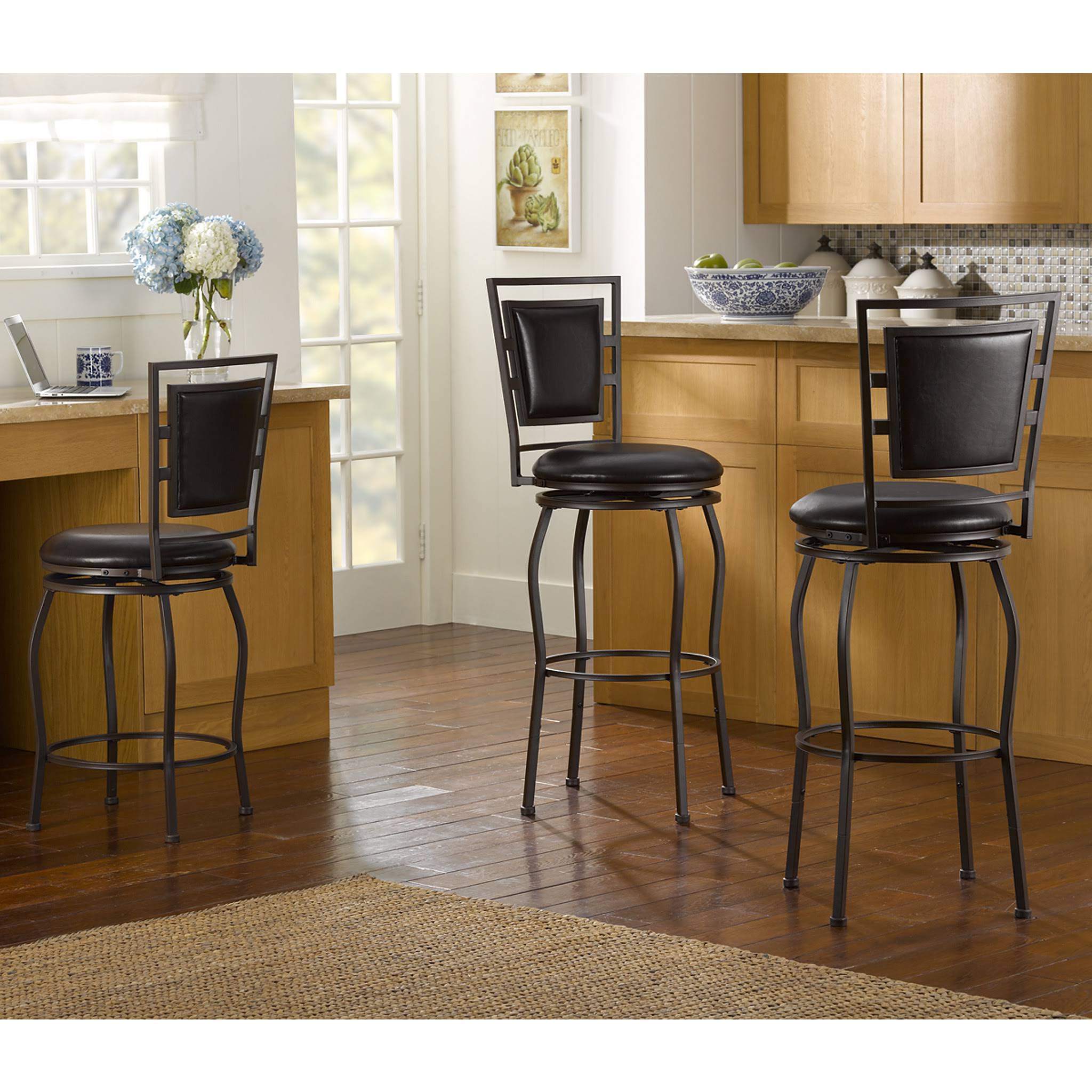 Linon Townsend 3-Piece Adjustable Stool Set, Dark FE0RRQ_AJXA