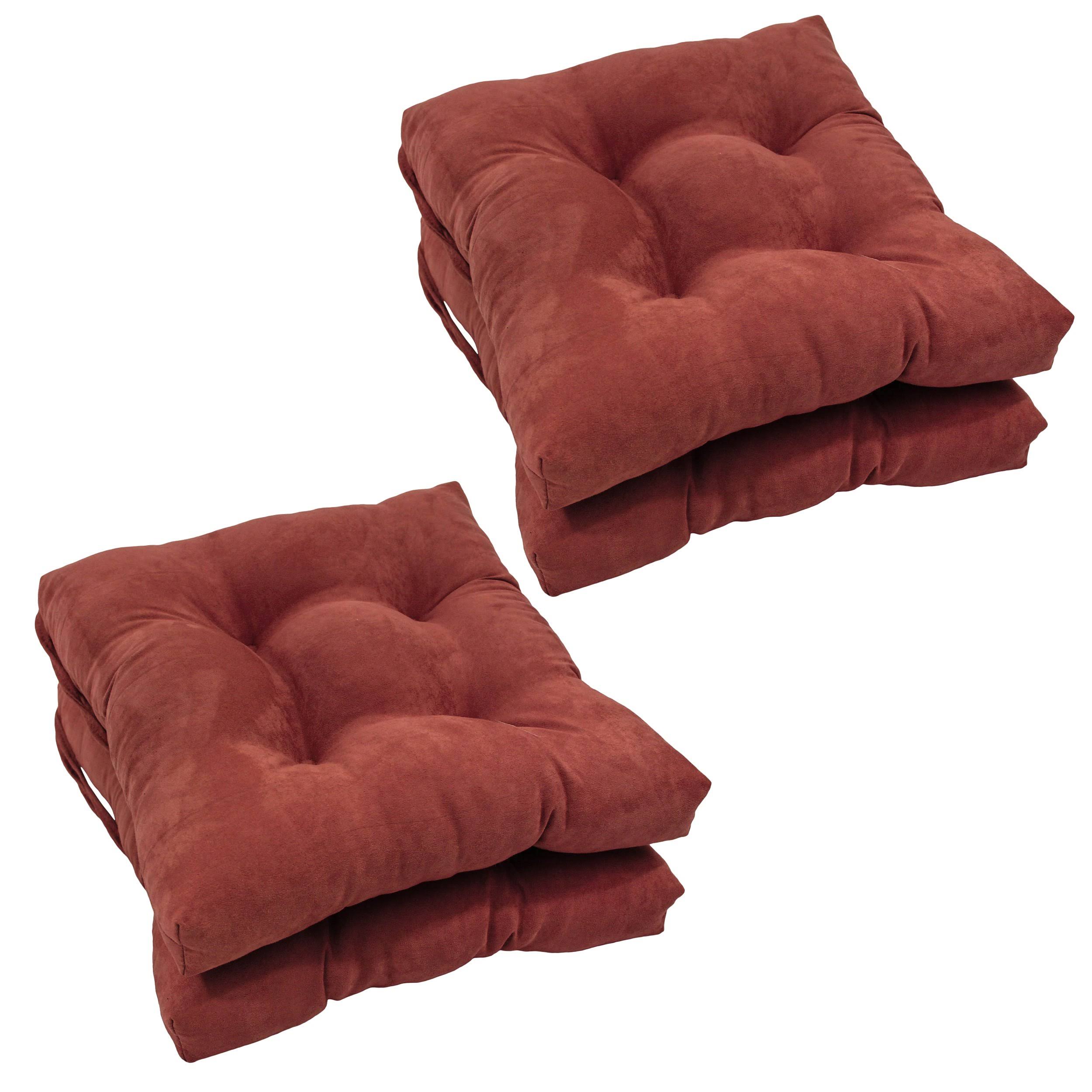 Blazing Needles 16-inch Solid Micro Suede Square Tufted Chair Cushions (Set of 4) - Red YOGSVR_SJY4