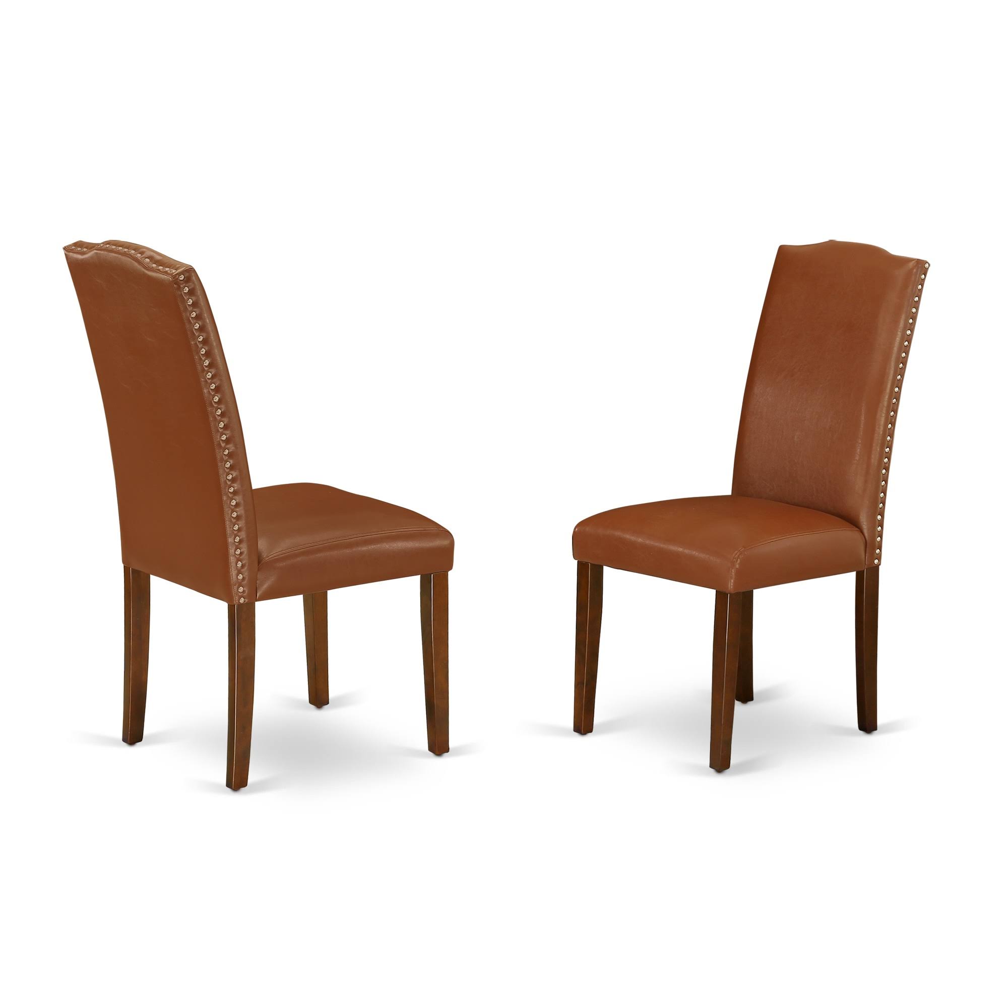 East West Furniture Encinal Wood Set of 2 Parson Chair with Mahogany 8R9IYL_YQ1K