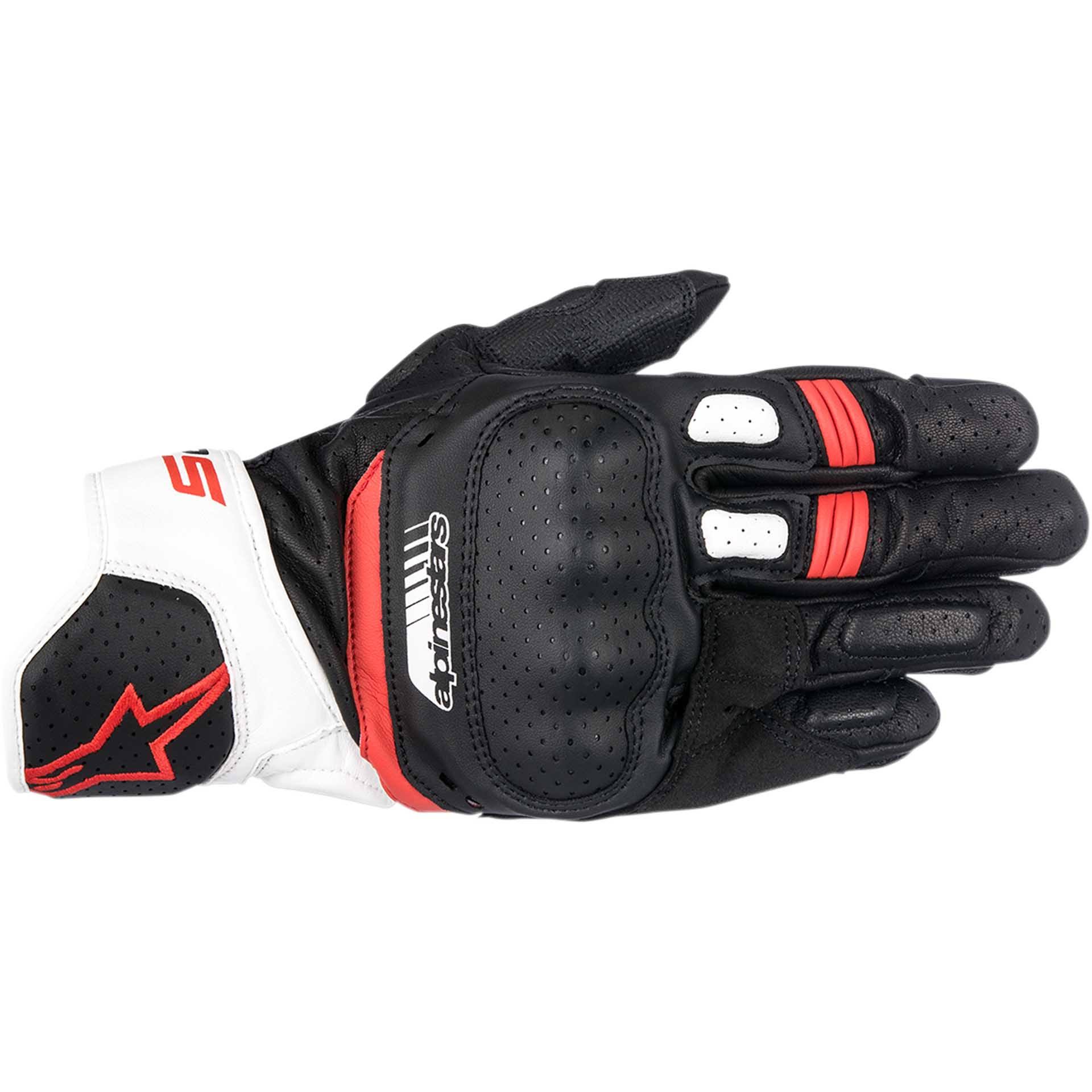 Alpinestars SP-5 Leather Gloves (Black/White/Red 3XL) WRCNFE_OXB2