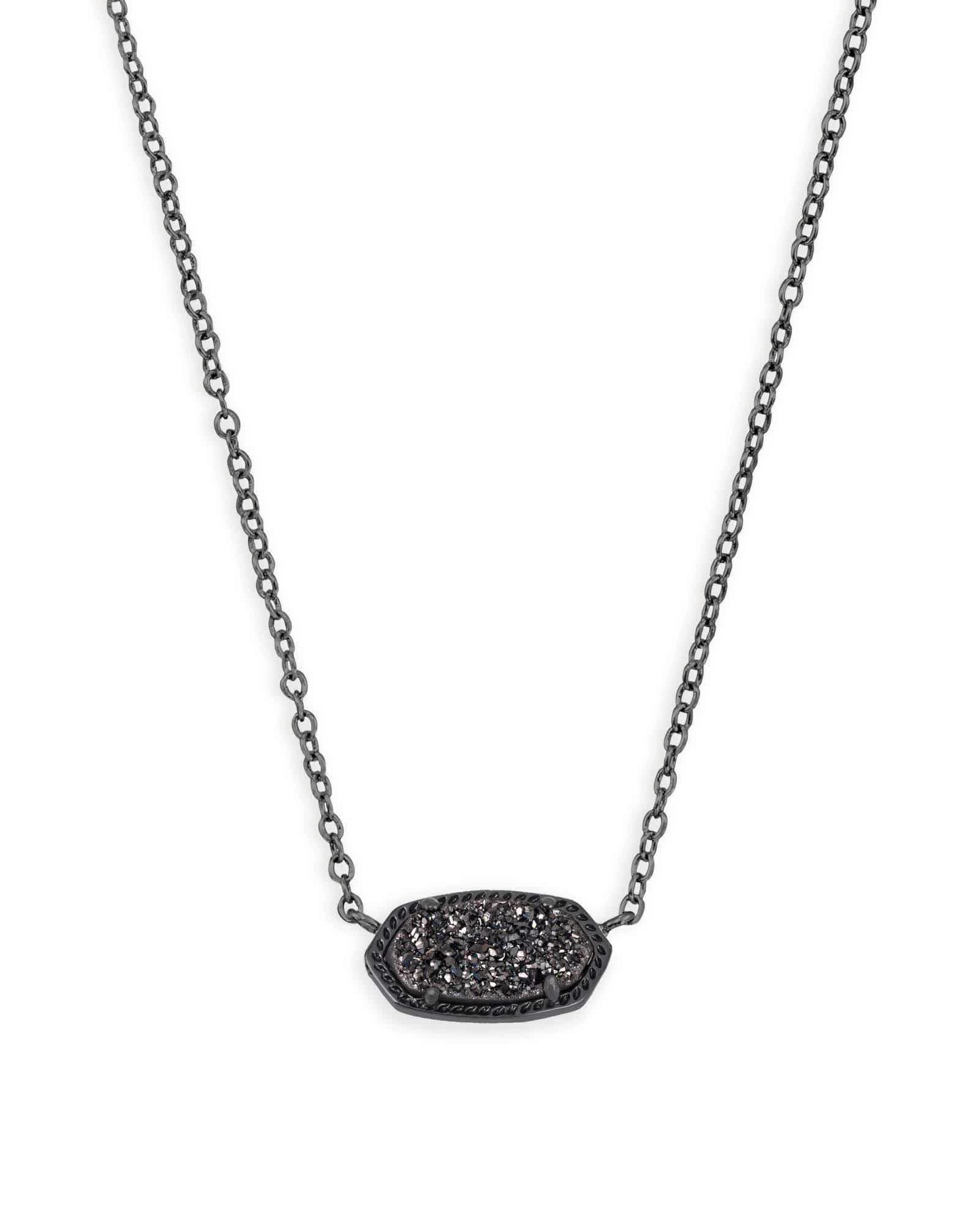 Kendra Scott ELISA Gunmetal Pendant Necklace - Black 8ERJSK_3YDJ