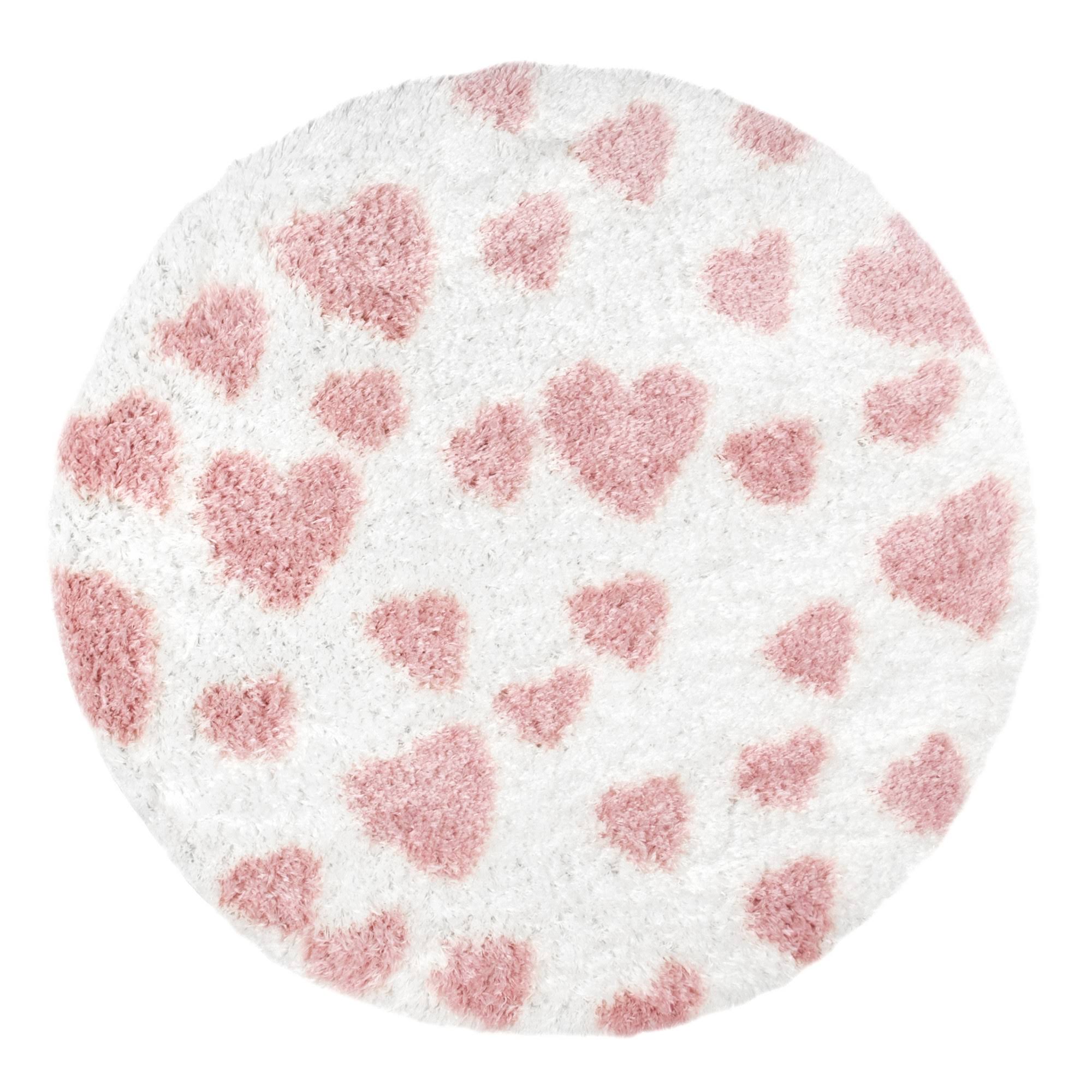 nuLOOM Alison Heart Shag Pink 5 ft. x 5 ft. Round Area 99BMOA_YACM
