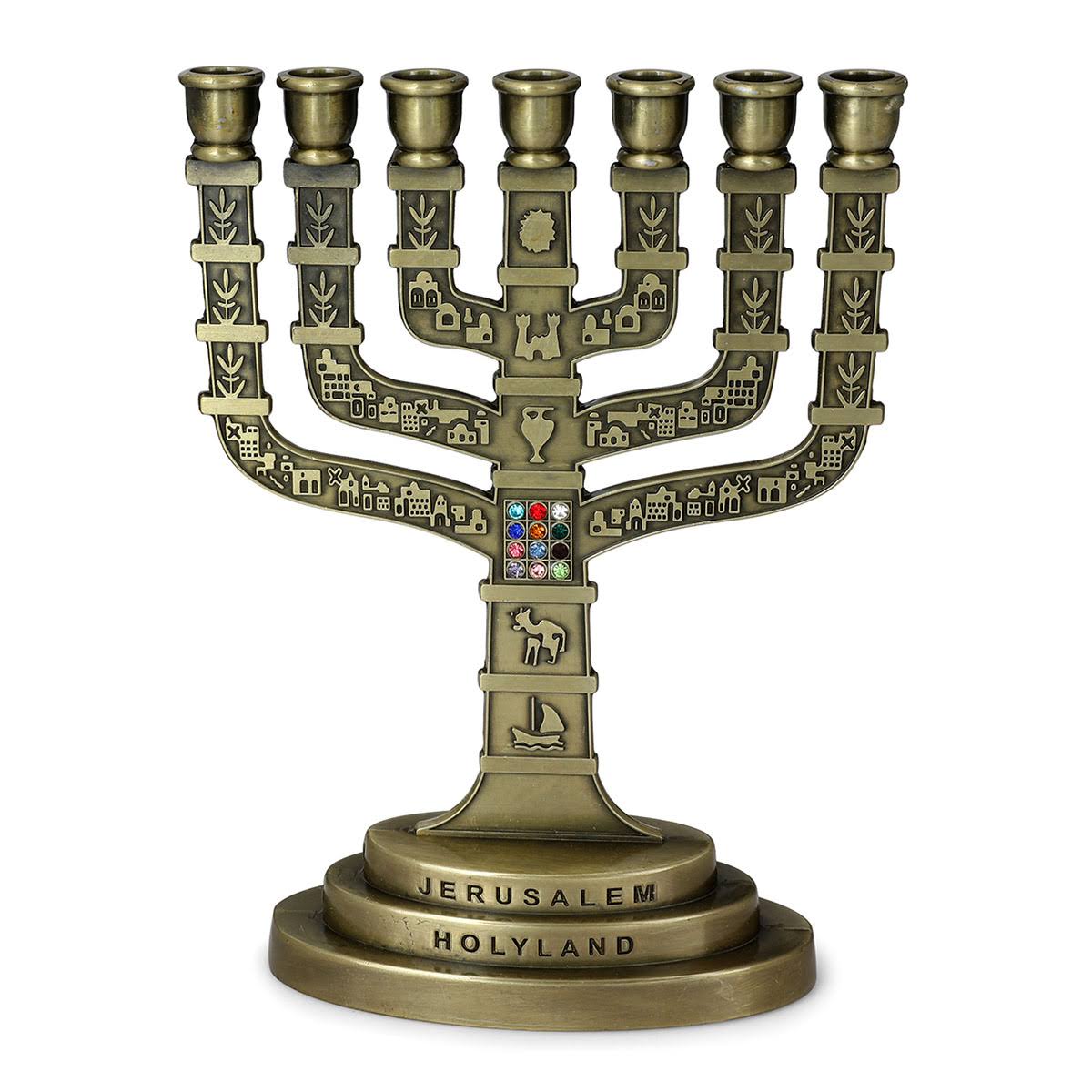 Seven Branch Menorah - 12 Tribes of Israel (Variety of Colors) B1M6LB_CB2H