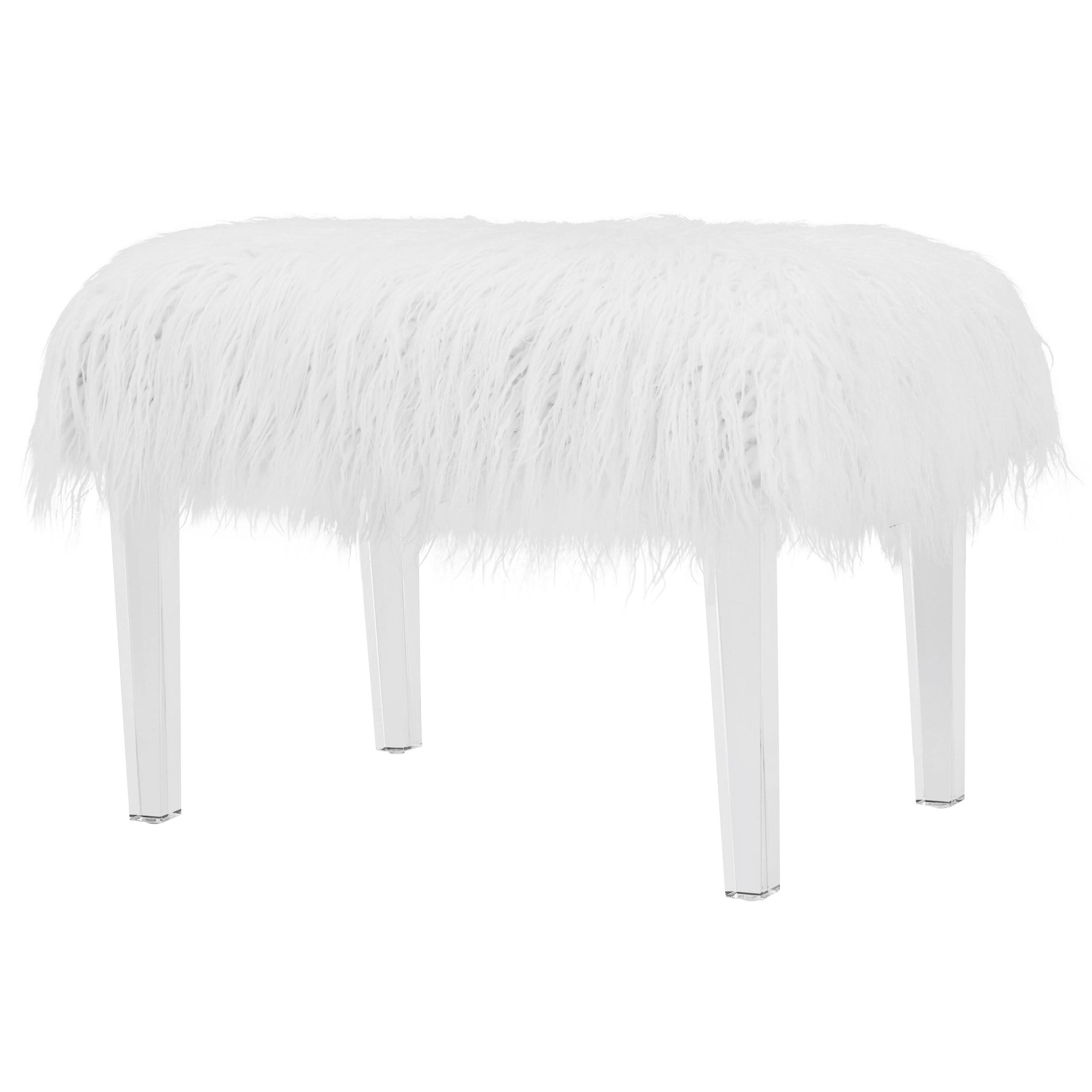New Pacific Direct Scarlett Faux Fur Acrylic Stool, NEWBK6_PGAH
