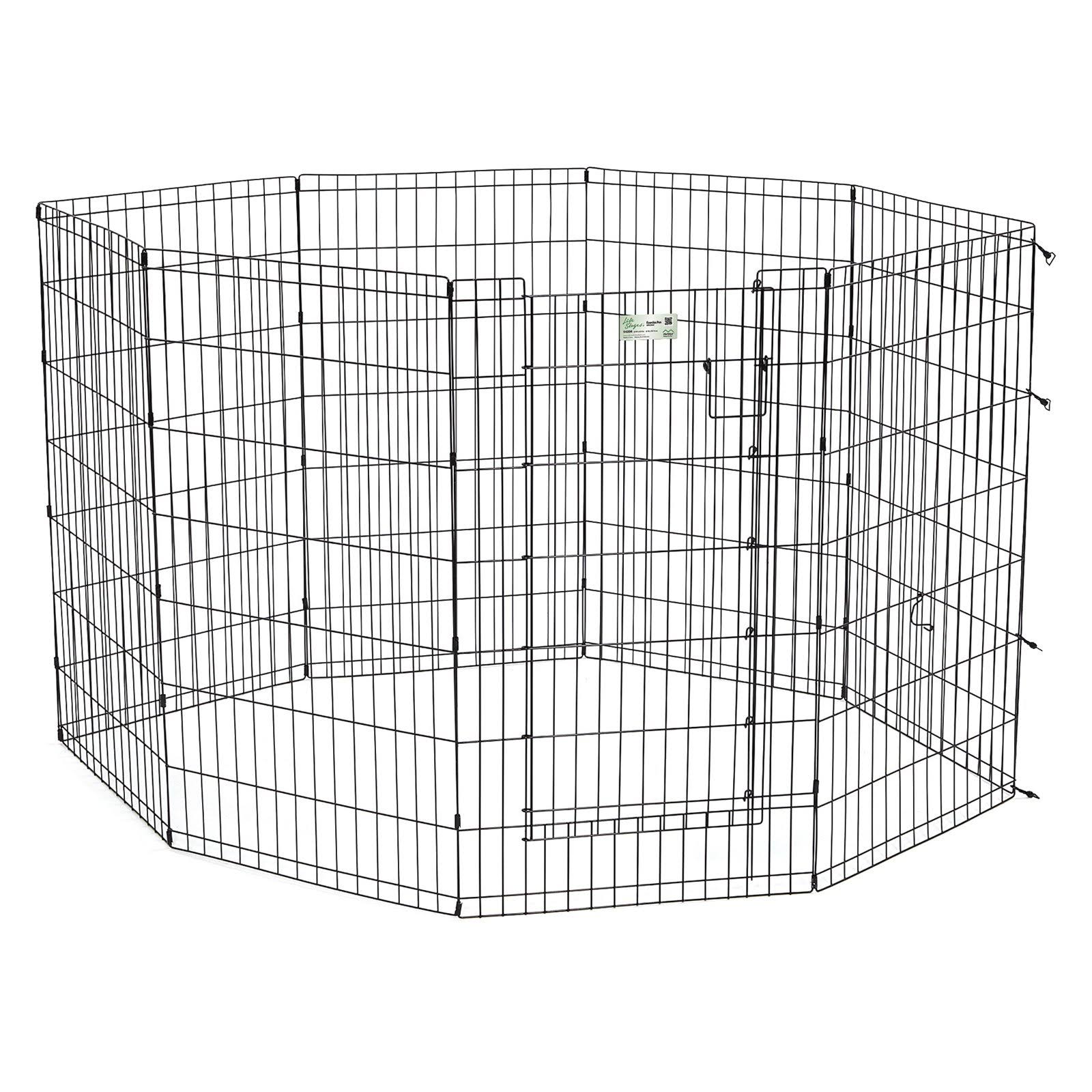 Midwest Life Stages Pet Exercise Pen with Door 8 Panels Black 4QFCXK_AJ3L