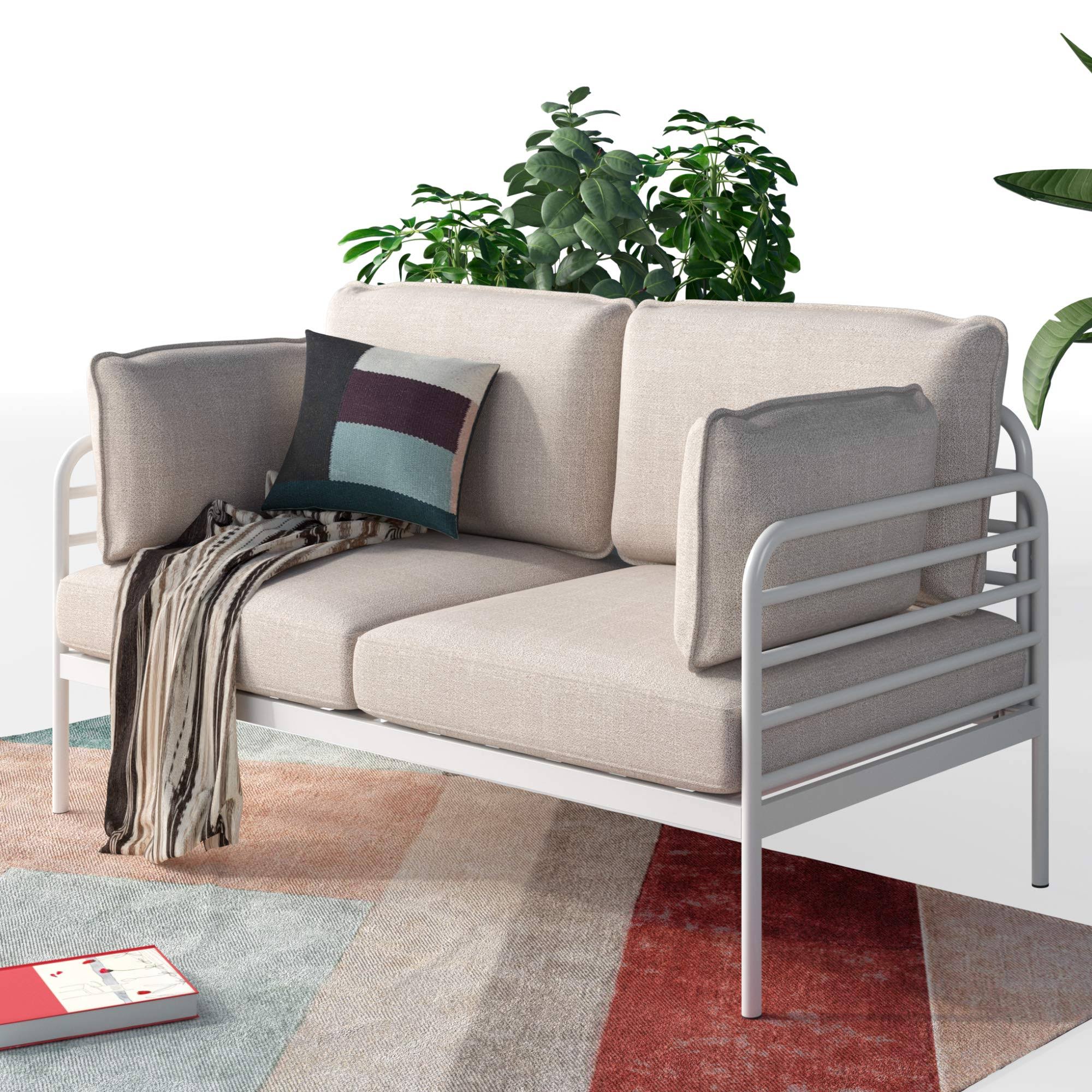 Zinus Ellen White Metal Loveseat / Steel Framework with Upholstered K94S1N_DU35 Zinus Ellen White Metal Loveseat / Steel Framework with Upholstered K94S1N_DU35