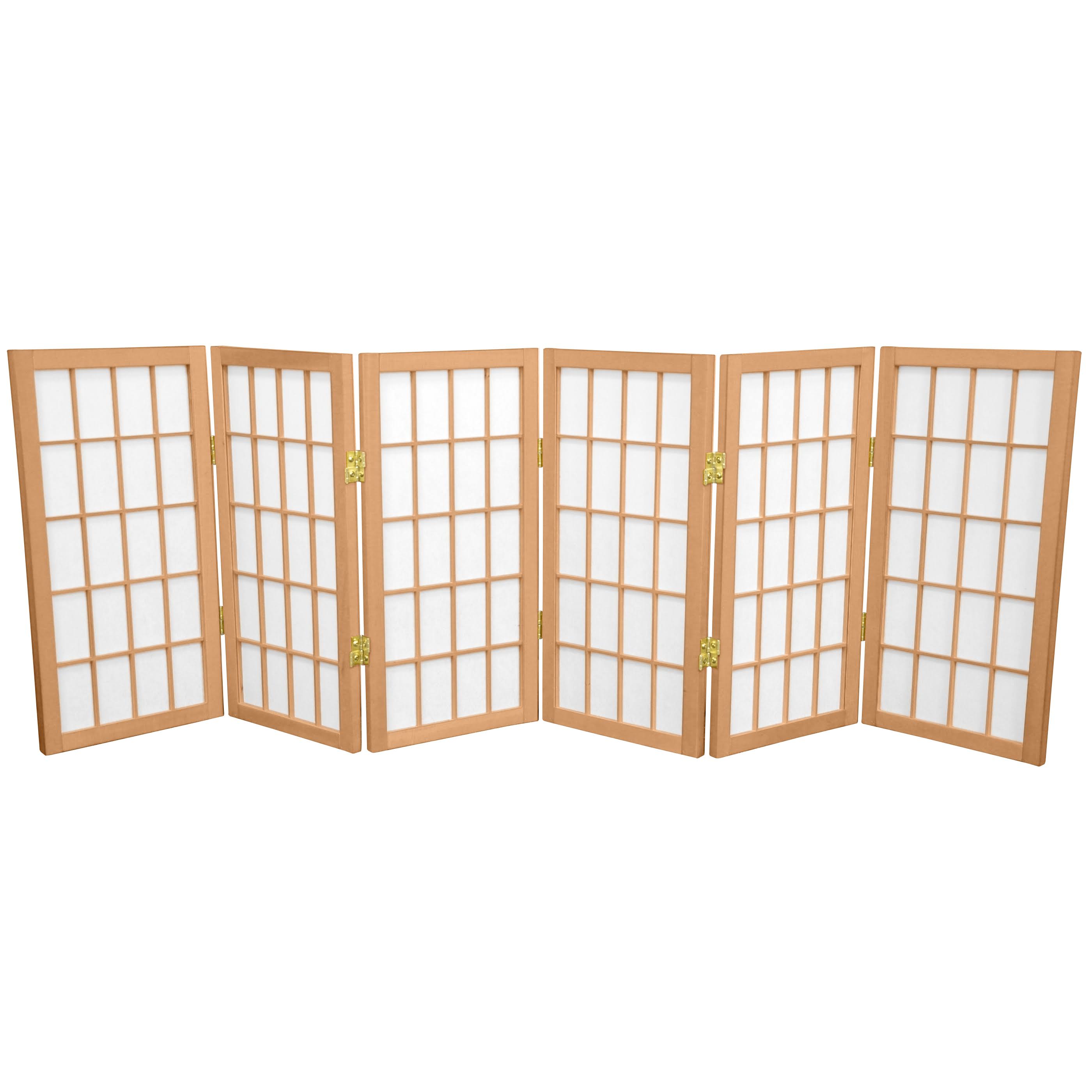 Oriental Furniture 2 ft. Tall Desktop Window Pane Shoji Screen - 6 Panel - F6G3E1_ZPNS