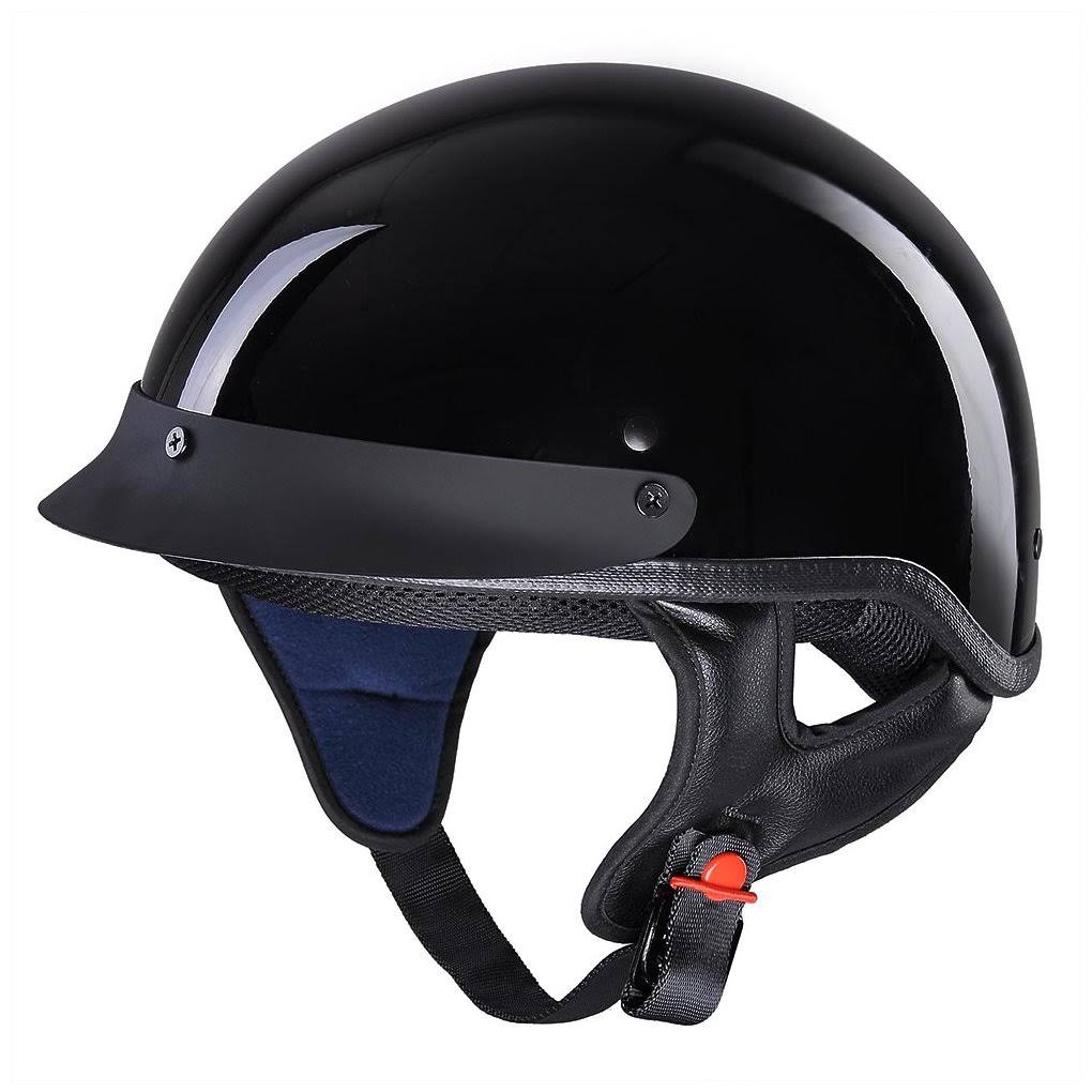 Yescom Motorcycle Half Face Helmet Dot Approved Bike Cruiser Chopper High Gloss Black ARLPFV_G8CM