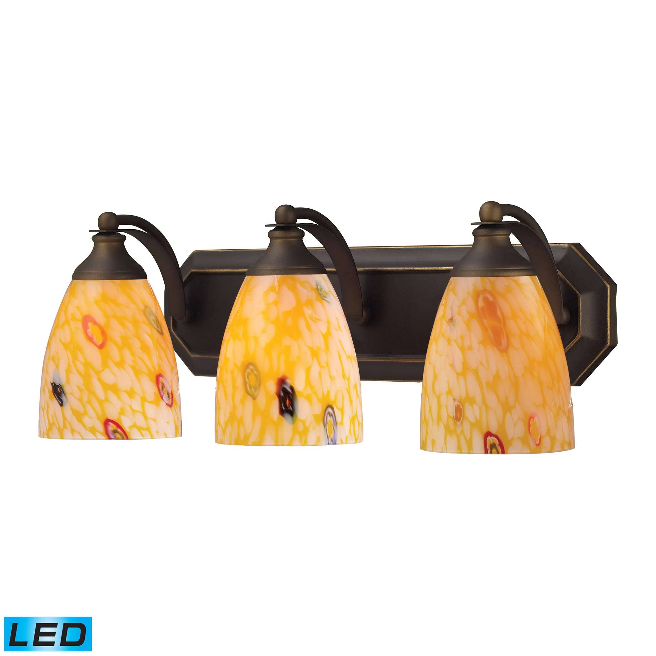 Elk Lighting 570-3B-YW-LED 3 Light Vanity in Aged Bronze and Yellow Blaze CSDCQT_SD8T