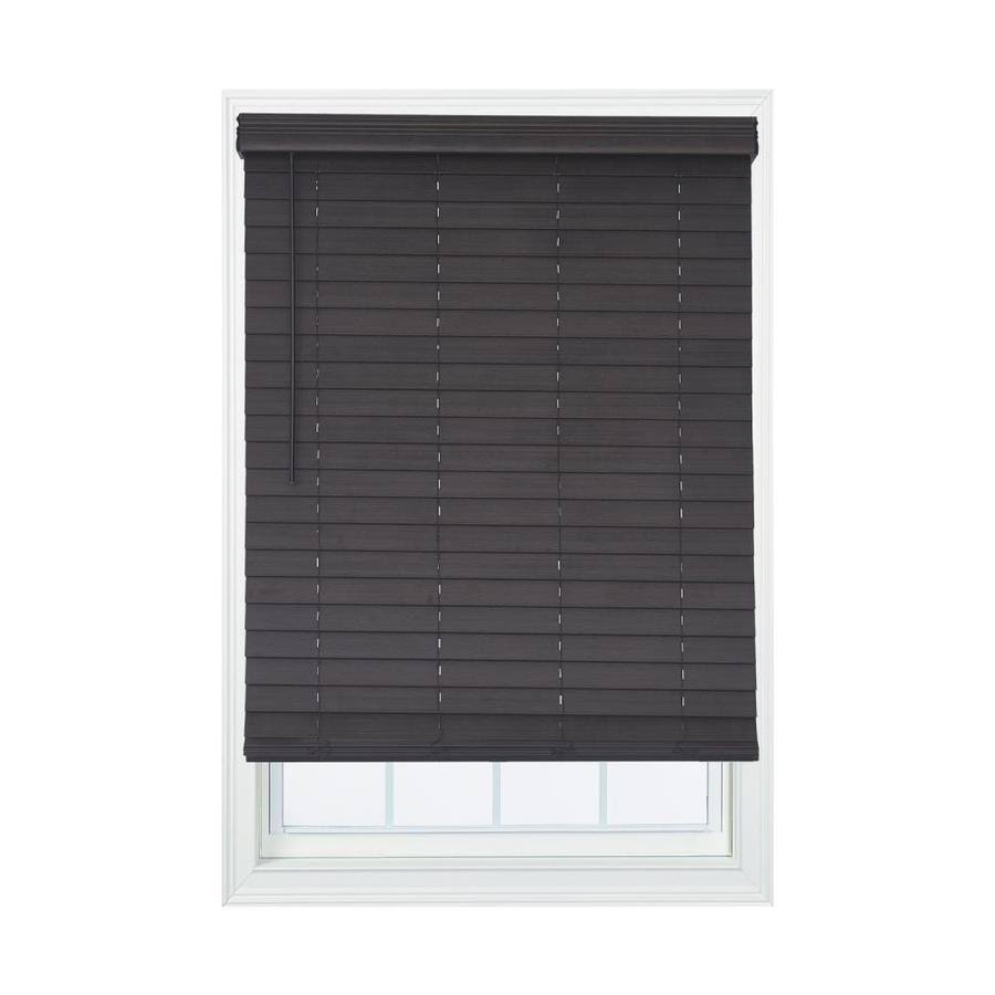 Allen + Roth 2.5-in Slat Width 35-in x 72-in Cordless Walnut Faux Wood Room Darkening Horizontal Blinds in Brown | DFHSD3672-XES9XH_2D5E
