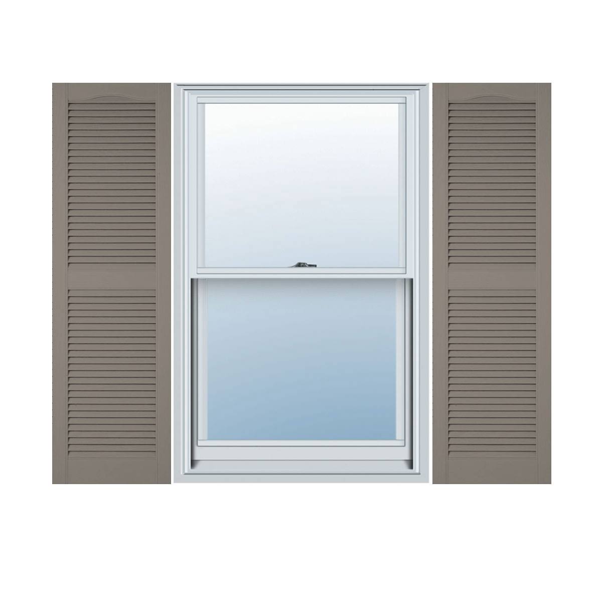 Ekena Millwork LL1S12X05500CL Lifetime Vinyl Standard Cathedral Top Center Mullion with Open Louver Shutters 2RNFQ2_DHAB