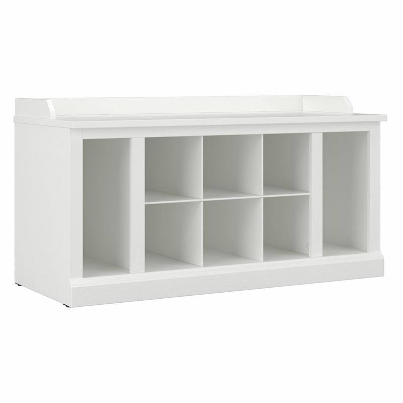 Kathy Ireland Home by Bush Furniture Woodland 40W Shoe Storage Bench with Shelves in White Ash - Engineered 6VSPZF_CFKL