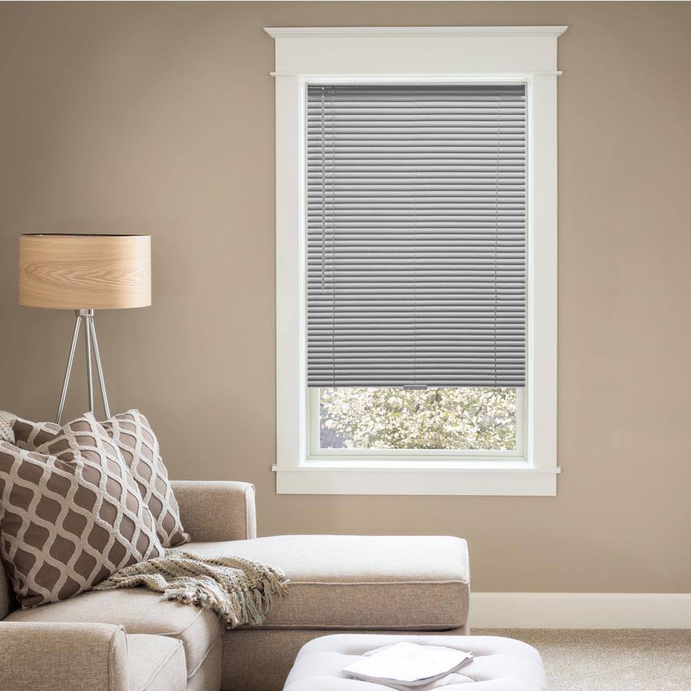 Hampton Bay Gray Cordless Room Darkening 1 in. Vinyl Mini Blind for Window or Door - 64.5 in. W x 48 in. JVLYYM_JYSF