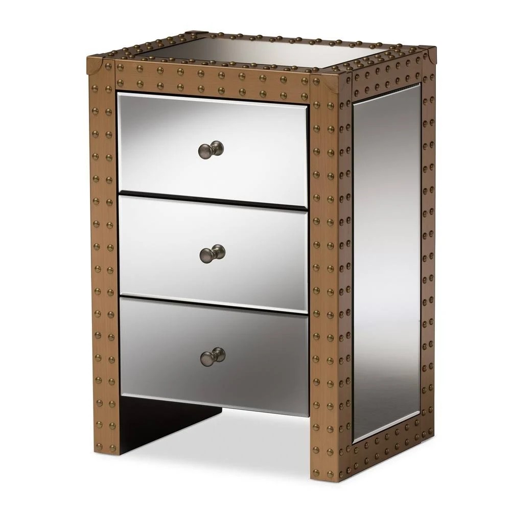 Baxton Studio Azura Rustic Industrial Style 3-Drawer Mirrored 0JQU9D_Y2TU