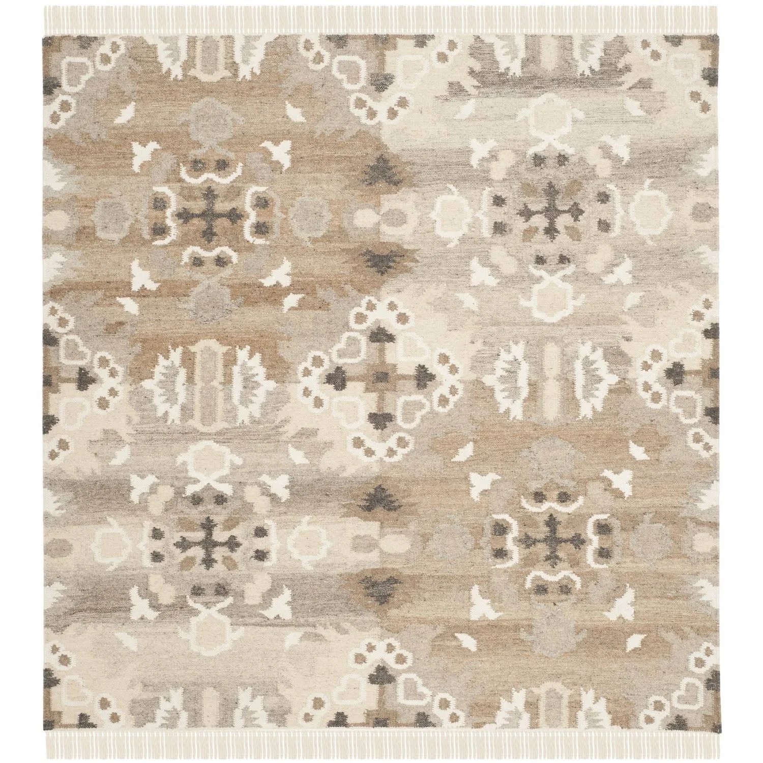 Safavieh Natural Kilim NKM318A Grey / Multi 5' x 5' Square Area UX9OTB_BTT1