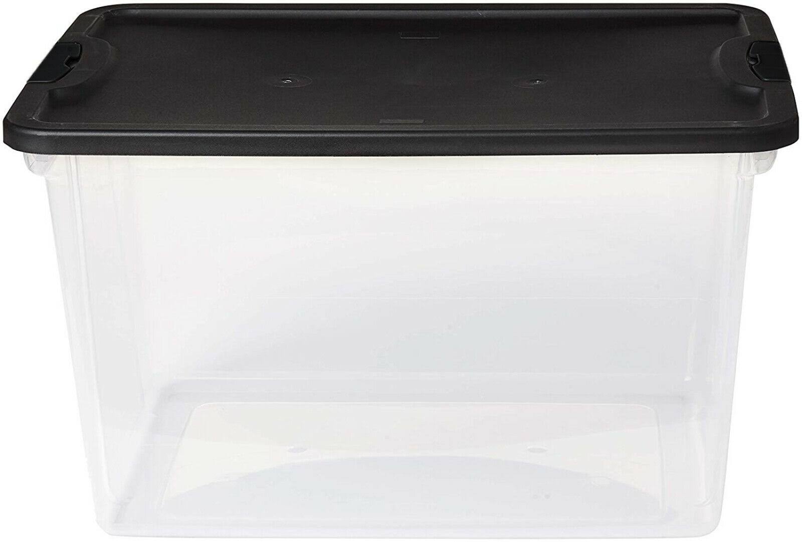Mainstays 64 Quart Latching Clear Storage Container with Black Lid, Set of BCJBWK_6BU7