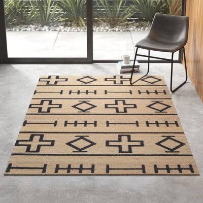 Hadley Geometric Handwoven Jute/Sisal/Cotton Natural/Black Area Rug Mistana Rug Size: Rectangle 2' 6  EVTBW5_BDCY