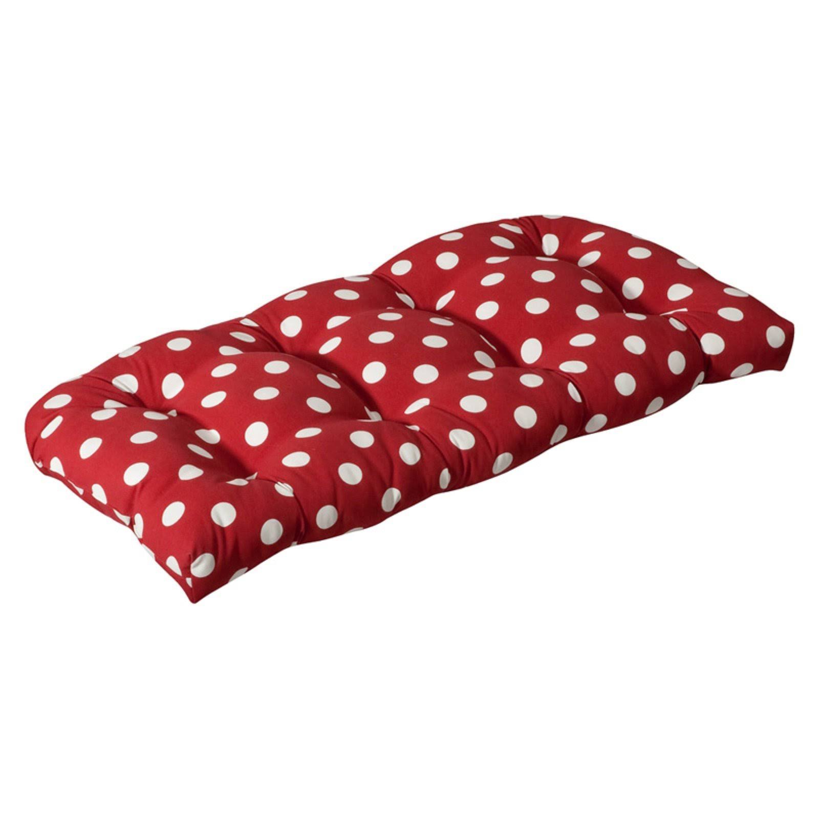 Pillow Perfect Outdoor Polka Dot Wicker Loveseat CUSHION, DYHYUK_W4WP