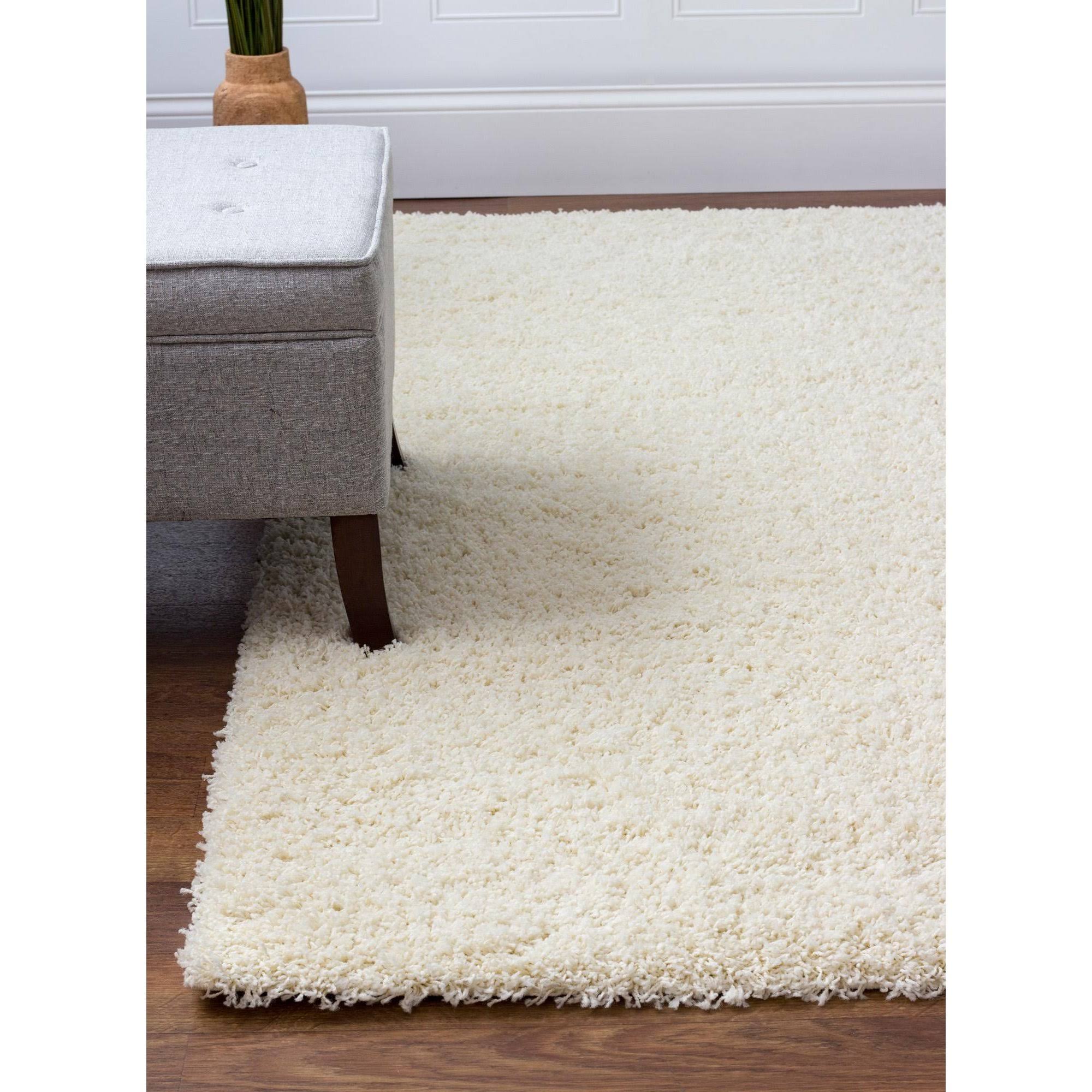 Super Area Rugs, Cozy Plush Vanilla Cream Solid Shag Rug, 3' 3 inch x 5' 3 VAGZ9K_KJLU