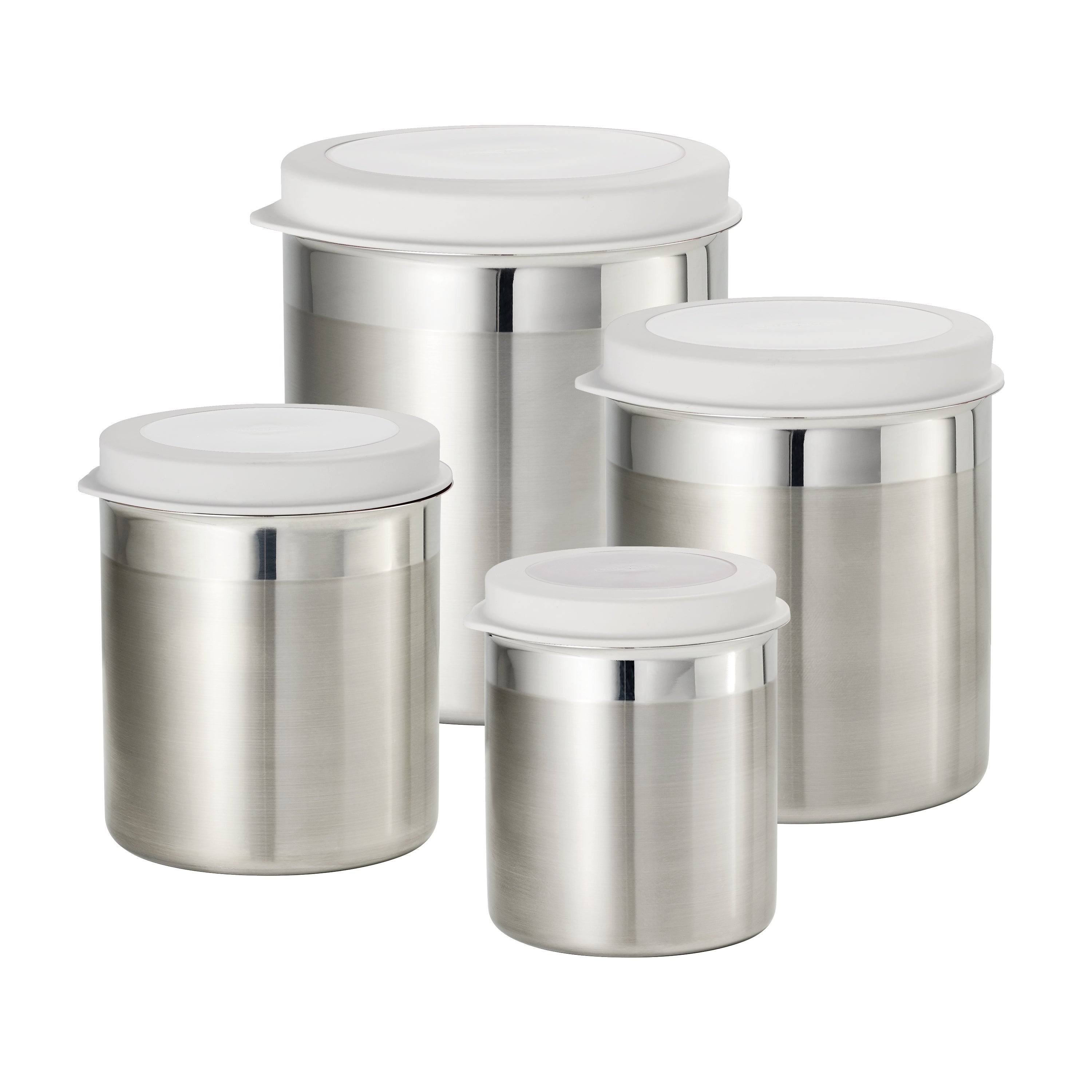 Tramontina 4 PC Stainless Steel Canister Set - White Plastic KU4IEC_CJR0