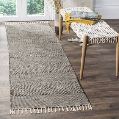 Jodi Striped Handmade Flatweave Cotton Ivory/Anthracite Area Rug Laurel Foundry Modern Farmhouse Rug Size: Runner 2'3  3LSL6M_RZRP