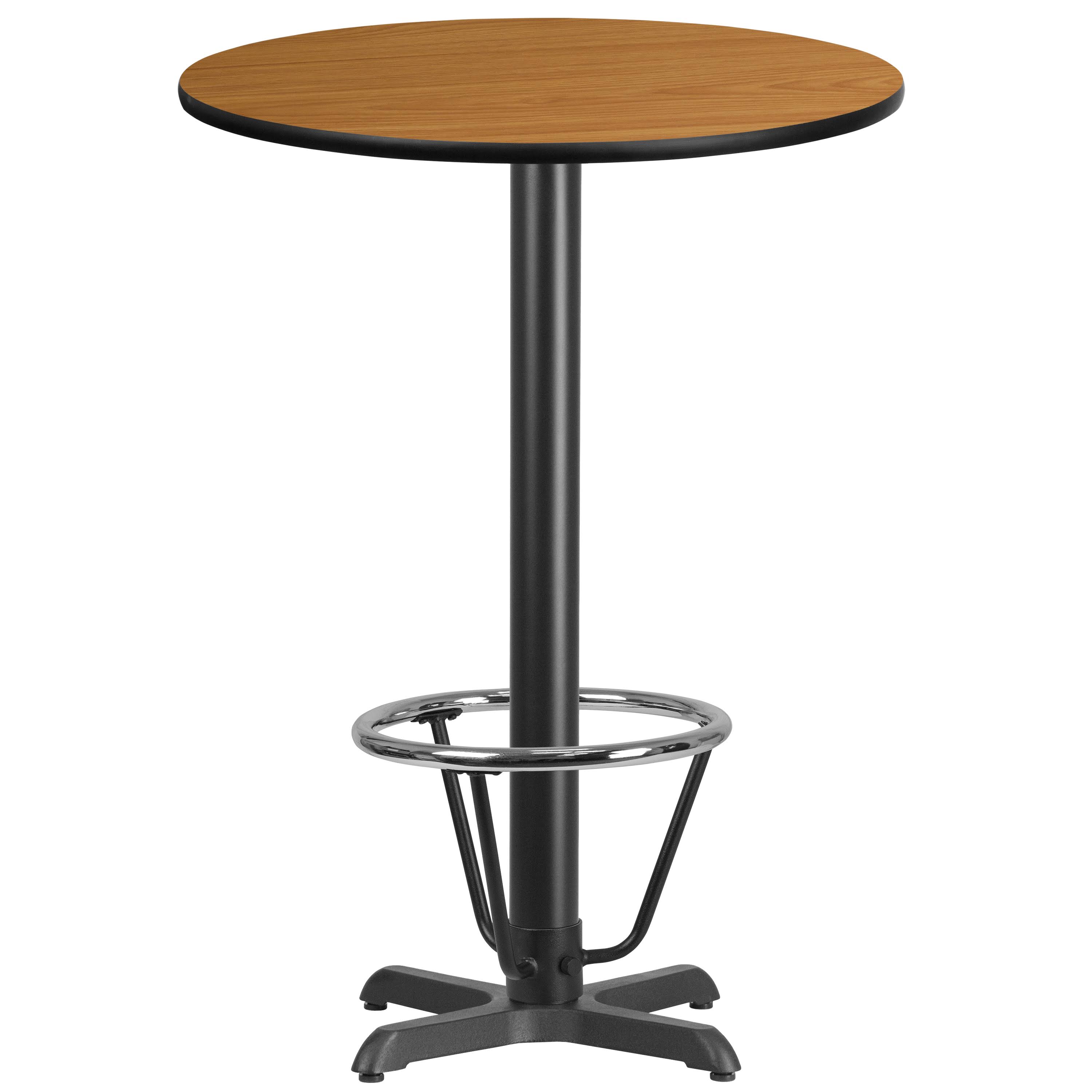 Flash Furniture 30'' Round Natural Laminate Table Top with 22'' x 22'' Bar Height Table Base and Foot OFPFSP_YSLZ