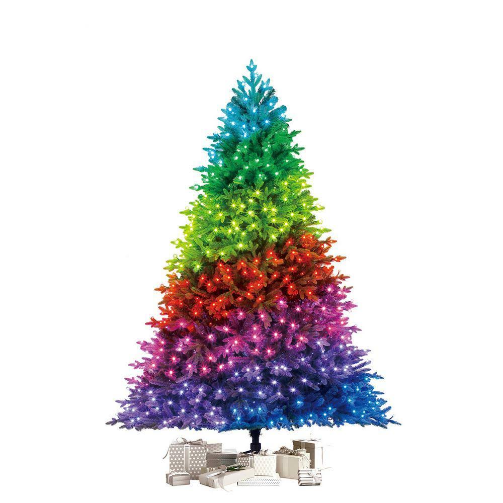 Home Decorators Collection 7.5 ft. Swiss Mountain Black Spruce Twinkly Rainbow Christmas Tree with 600 RGB LED Technology 15M4E5_XLJE