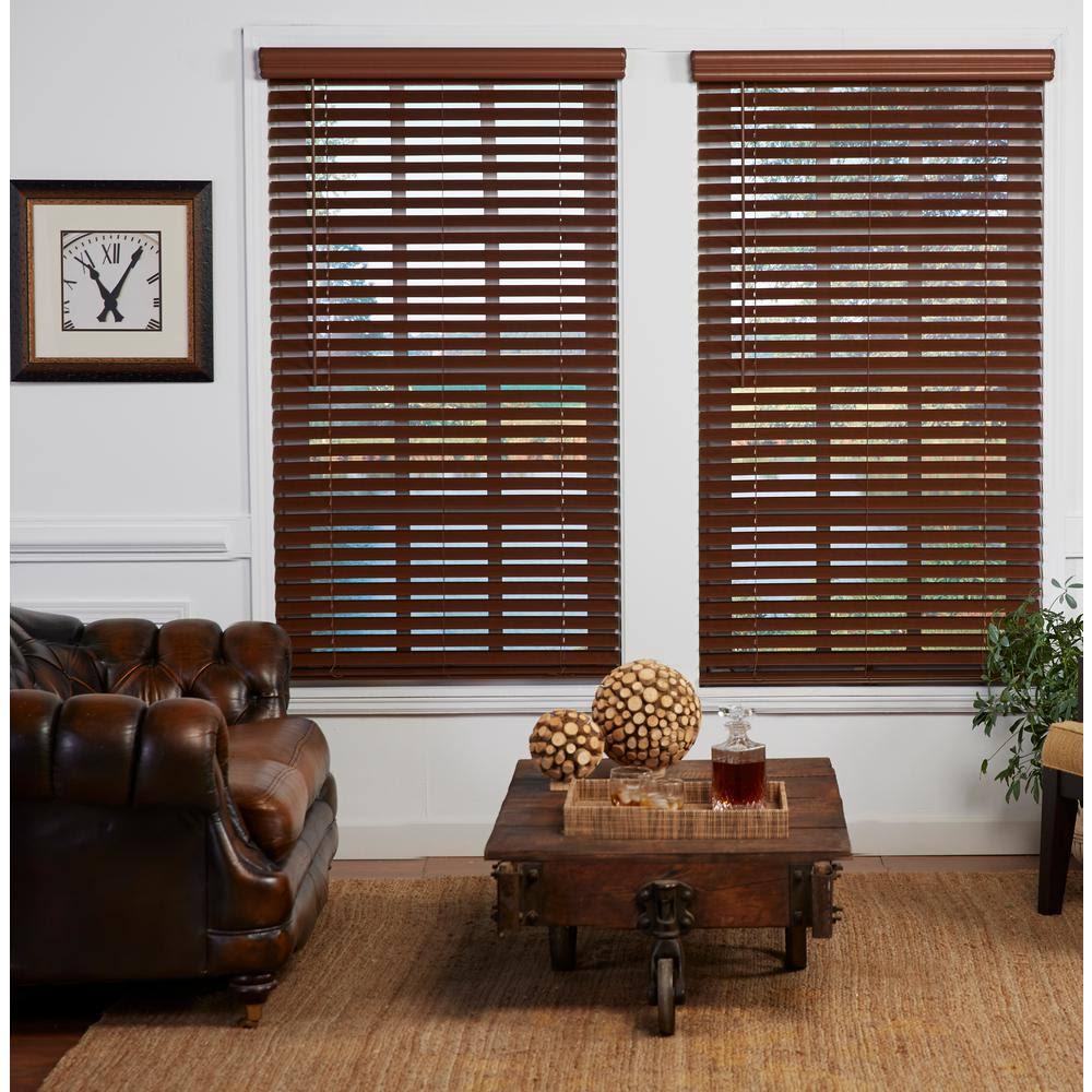 Perfect Lift Window Treatment Dark Oak 2 in. Cordless Room Darkening Faux Wood Blind 71.75 in. W x 64 in. L (Actual Size: 71.75  DTEXBL_PN7O
