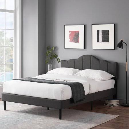 VECELO Height Adjustable Headboard Upholstered Platform Bed Frame Mattress Foundation, No Spring Box Need, Full, Dark UGZN9M_4PU9