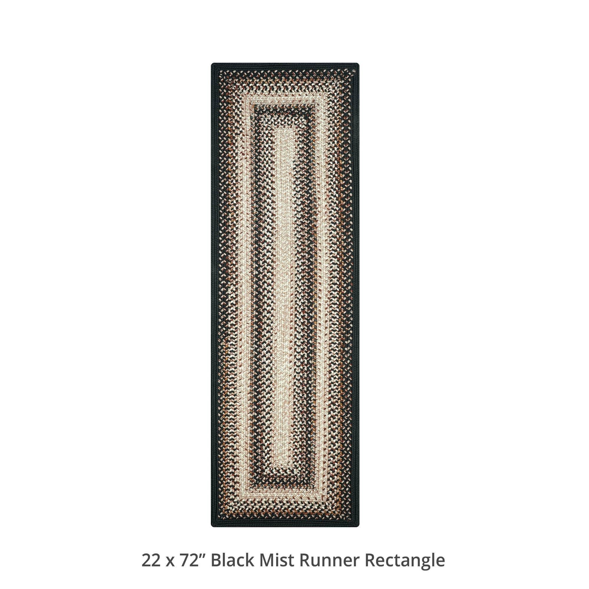 Homespice Decor Ultra Durable Braided Mist Black Rug, 1'FIX1NF_CULE