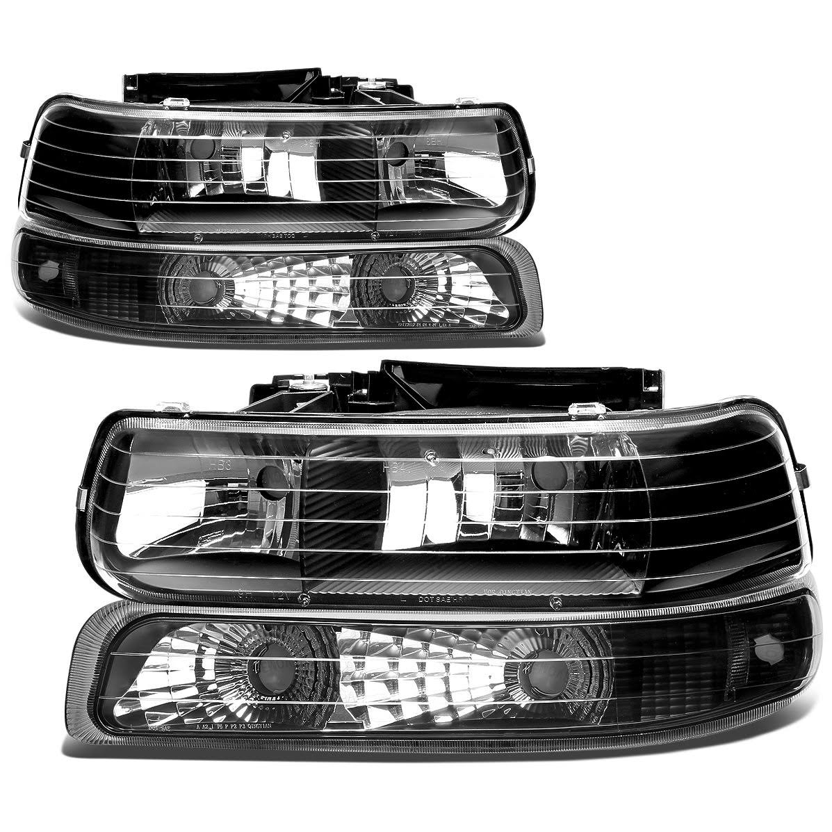 DNA Motoring for 99-06 Chevy Silverado/Tahoe 4pcs Headlight + Bumper Lamps Black Housing - Gmt800 00 01 02 03 04 05 Left+ALGHLA_ATEY DNA Motoring for 99-06 Chevy Silverado/Tahoe 4pcs Headlight + Bumper Lamps Black Housing - Gmt800 00 01 02 03 04 05 Left+ALGHLA_ATEY