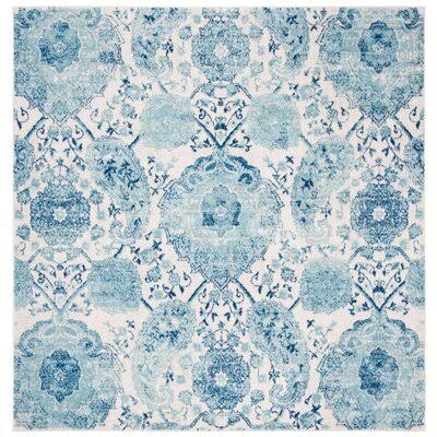 Mitch Cream/Turquoise Area Rug House of Hampton Rug Size Square 4' PF48RC_OE1Y