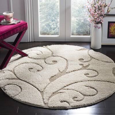Deanna Floral Cream Area Rug Ophelia Co. Rug Size Round 11' FJIL42_MQNR