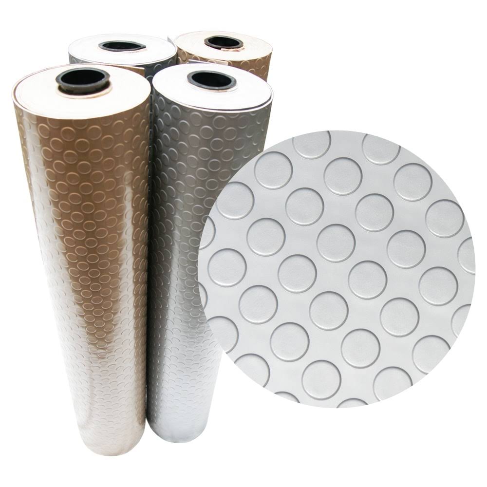Rubber-Cal Coin Grip Metallic PVC Flooring, Beige, 2.5mm x 4' x 15' Q1QLDE_ZFDE