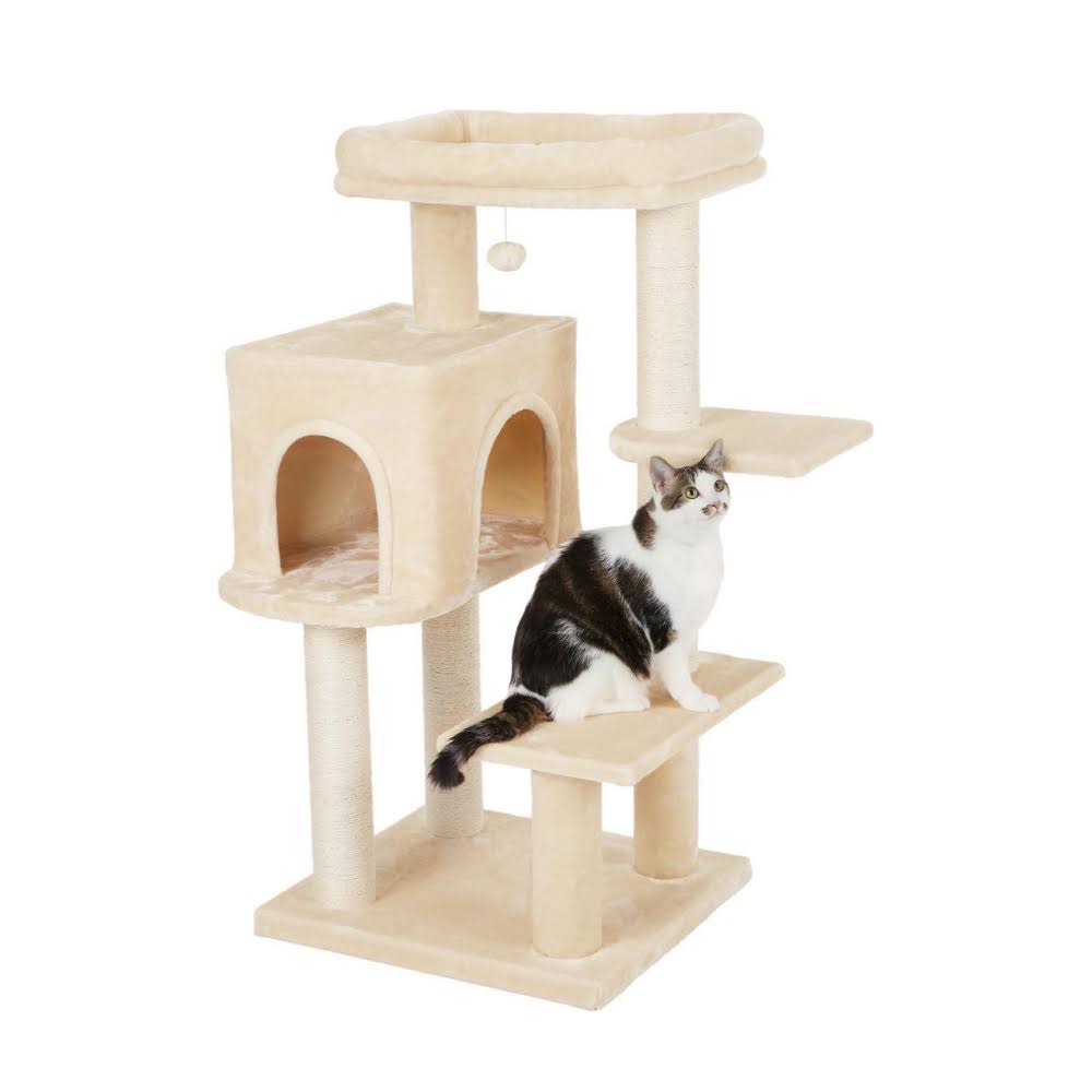 Frisco 48-in Heavy Duty Faux Fur Cat Tree Condo - DRN4GZ_NM3M