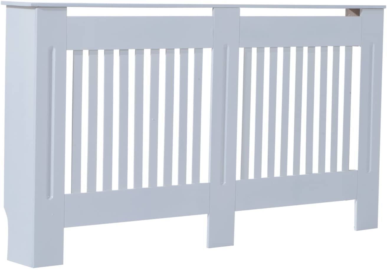HOMCOM Slatted Radiator Cover Painted Cabinet MDF Lined Grill in White (152L x 19W x 81H cm) 3HUCY5_GZ0L