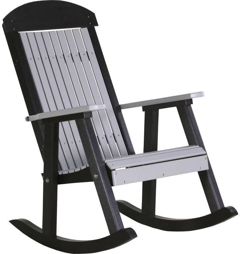 LuxCraft Classic Recycled Plastic Rocking Chair, Dove Gray on EYGZOM_VFQH